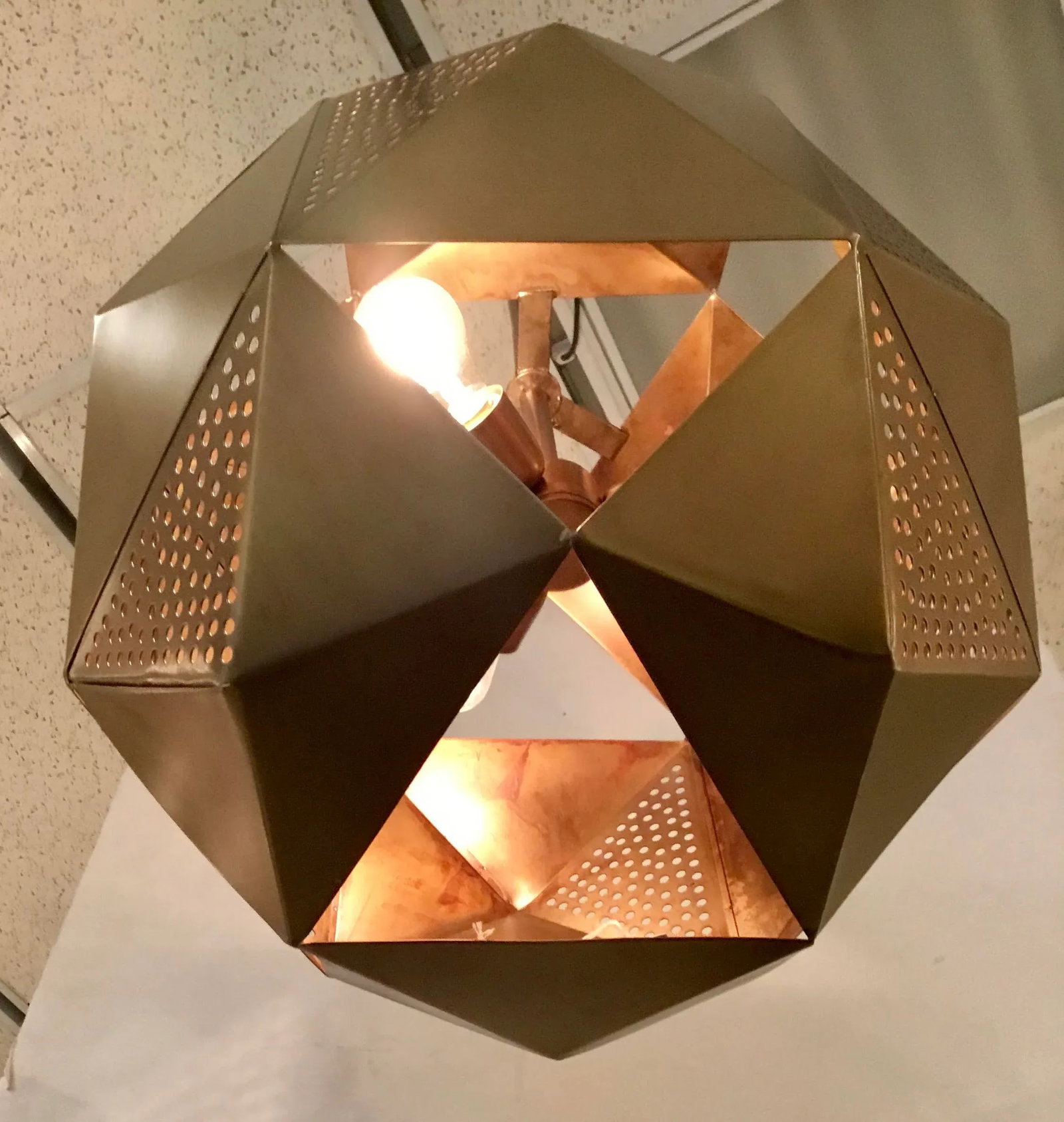 Arteriors Contemporary Pierced Antique Brass Finished Geometric Tyson Pendant Light - 4