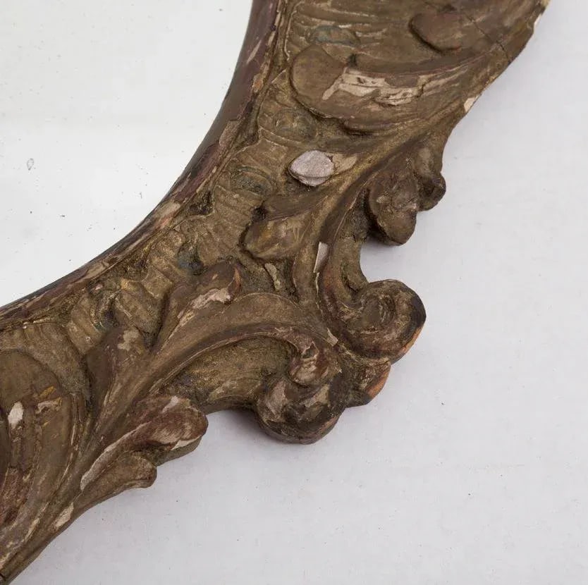 Antique Giltwood Shell Crest Shield Wall Mirror - 3