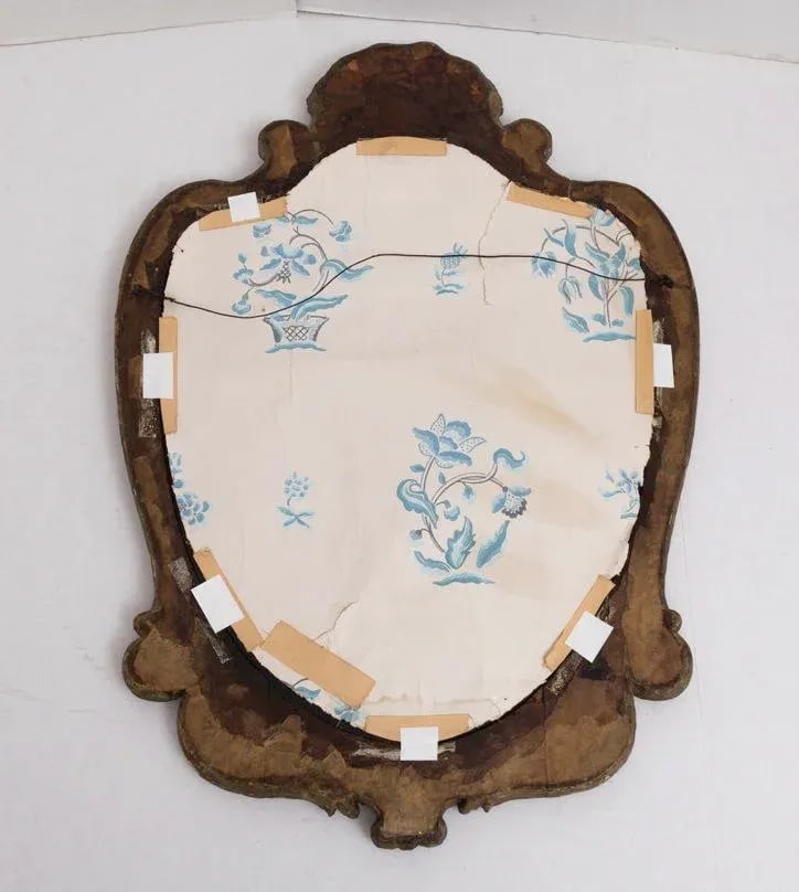 Antique Giltwood Shell Crest Shield Wall Mirror - 6