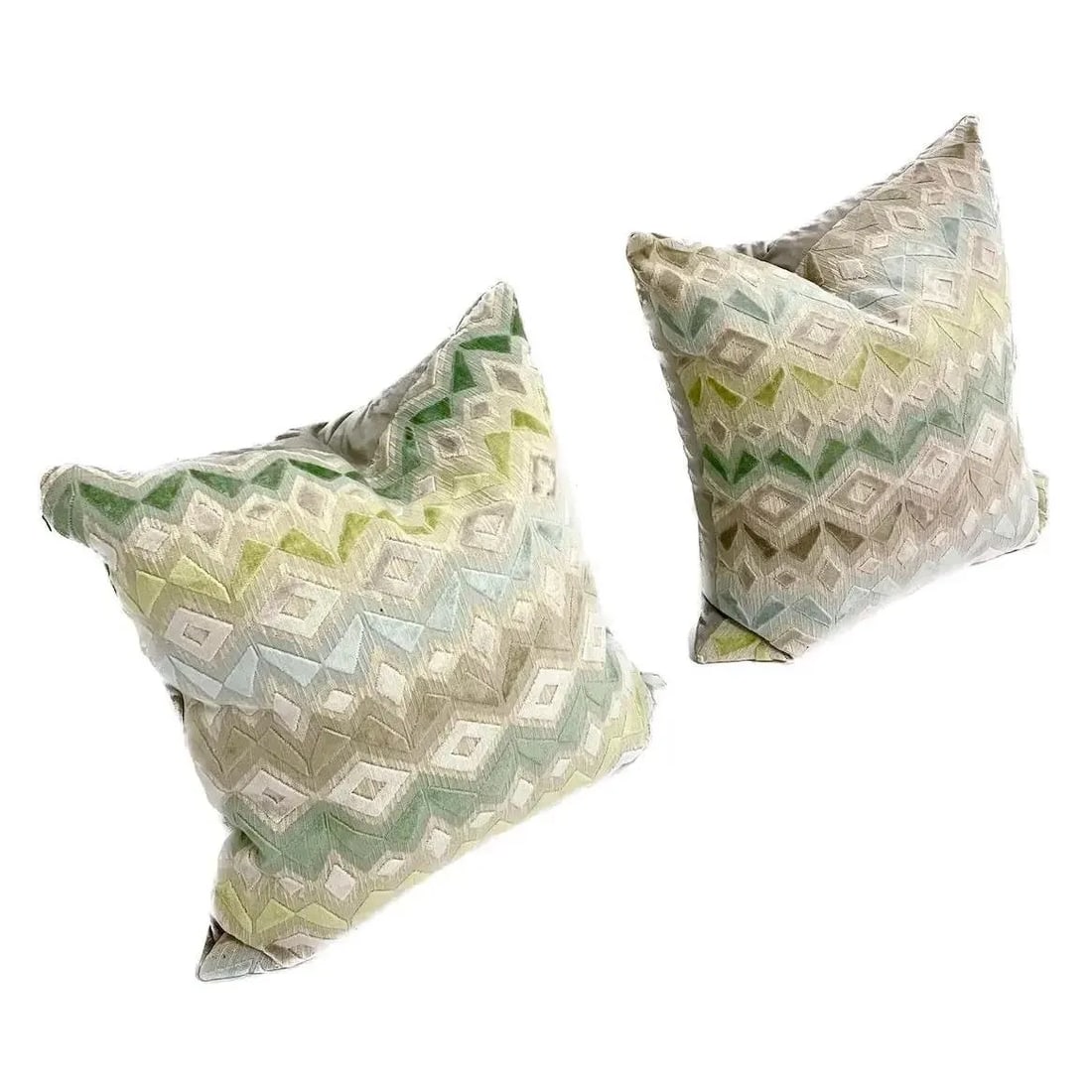 Late 20th Century Pair of Vintage Velvet Zig Zag Pattern Pillows - 2