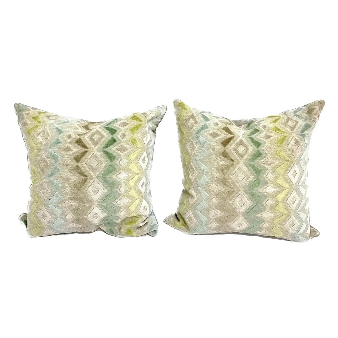 Late 20th Century Pair of Vintage Velvet Zig Zag Pattern Pillows - 3