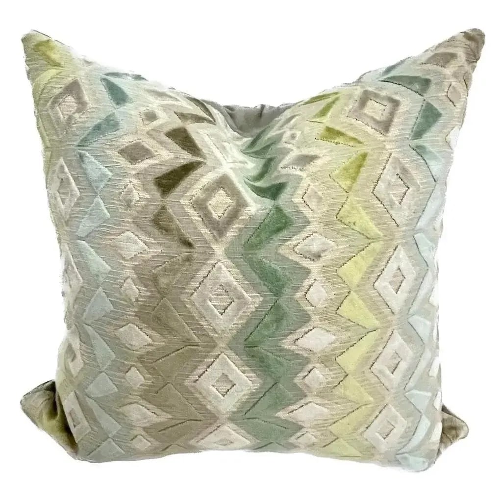 Late 20th Century Pair of Vintage Velvet Zig Zag Pattern Pillows - 6