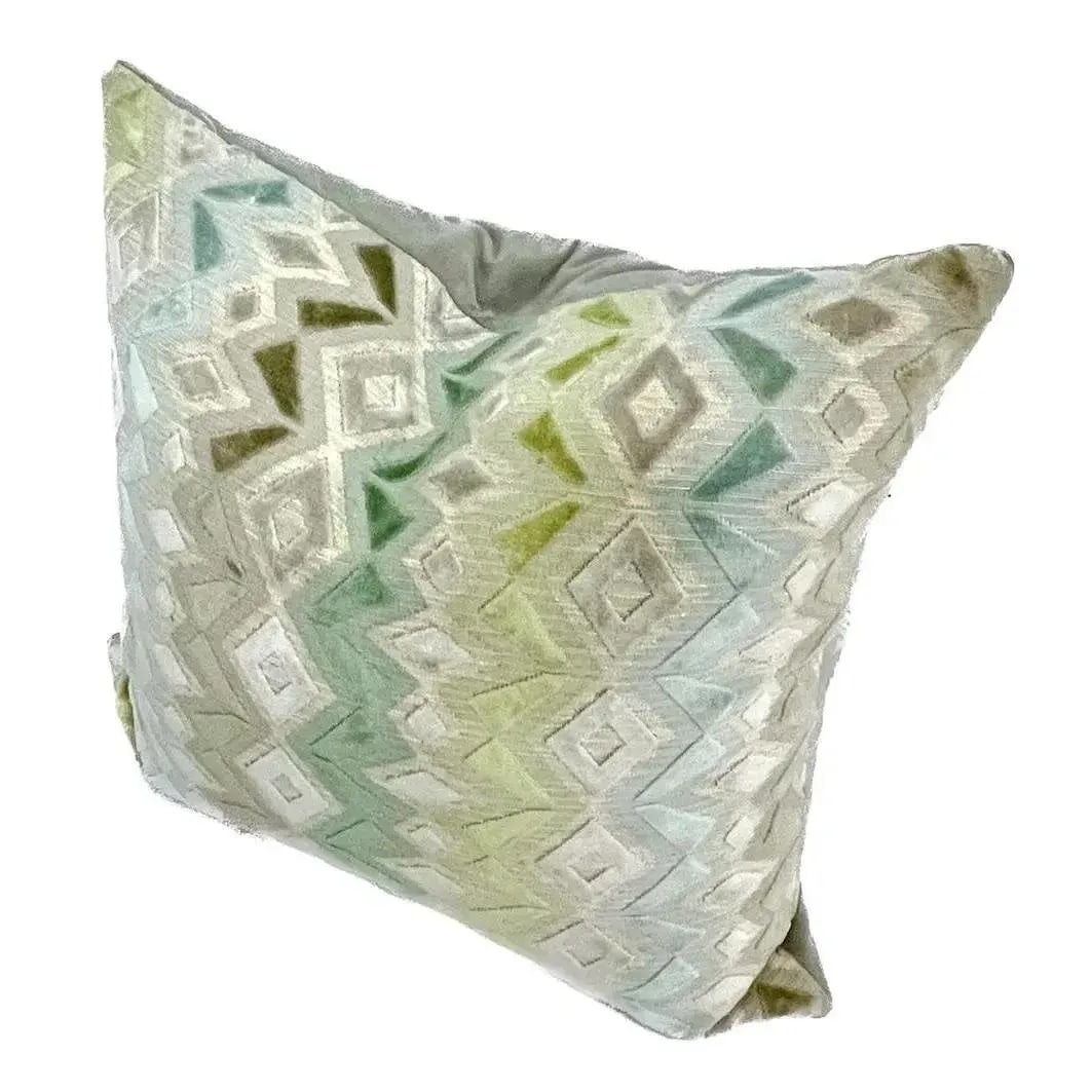 Late 20th Century Pair of Vintage Velvet Zig Zag Pattern Pillows - 7