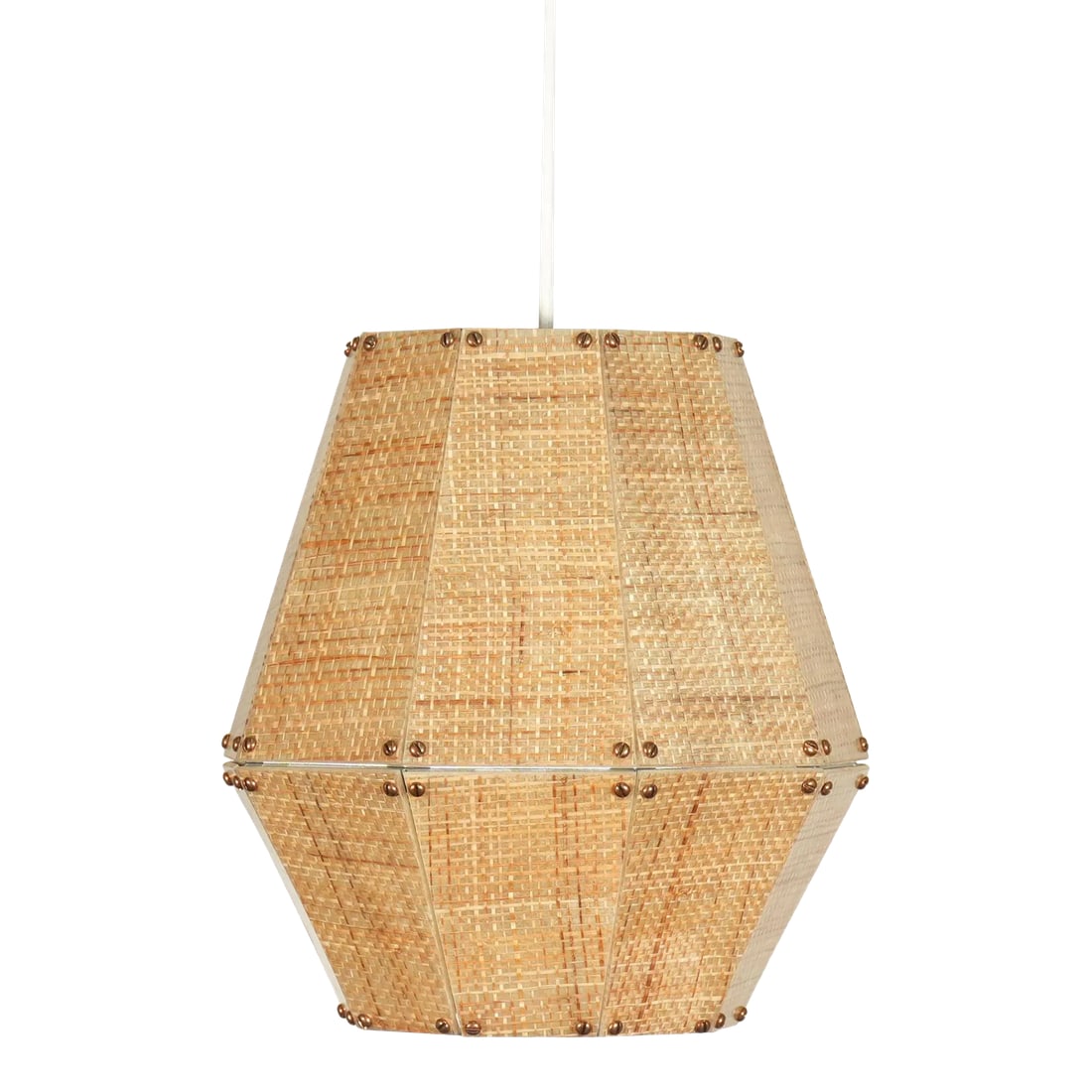 Facet "Pear" Hanging Lamp From Hip Haven Contemporary Mid Century Modern Style: This is a new, never used hanging lamp from the lighting manufacturer Hip Haven. This is their Pear Model with Rattan shade. From the Hip Haven website: "With its vibrant colors and textures, our