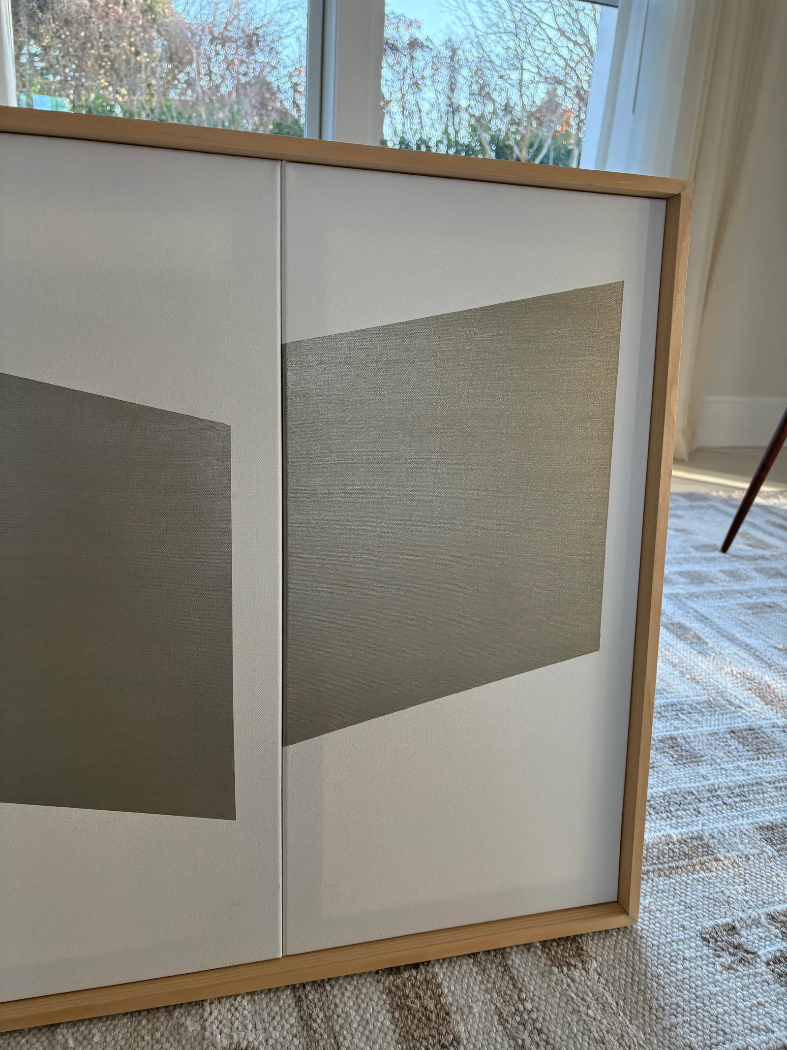 Abstract Contemporary Op Art Geometric Hard Edge Triptych Painting, Wood Framed, Signed Lee Fine - 4