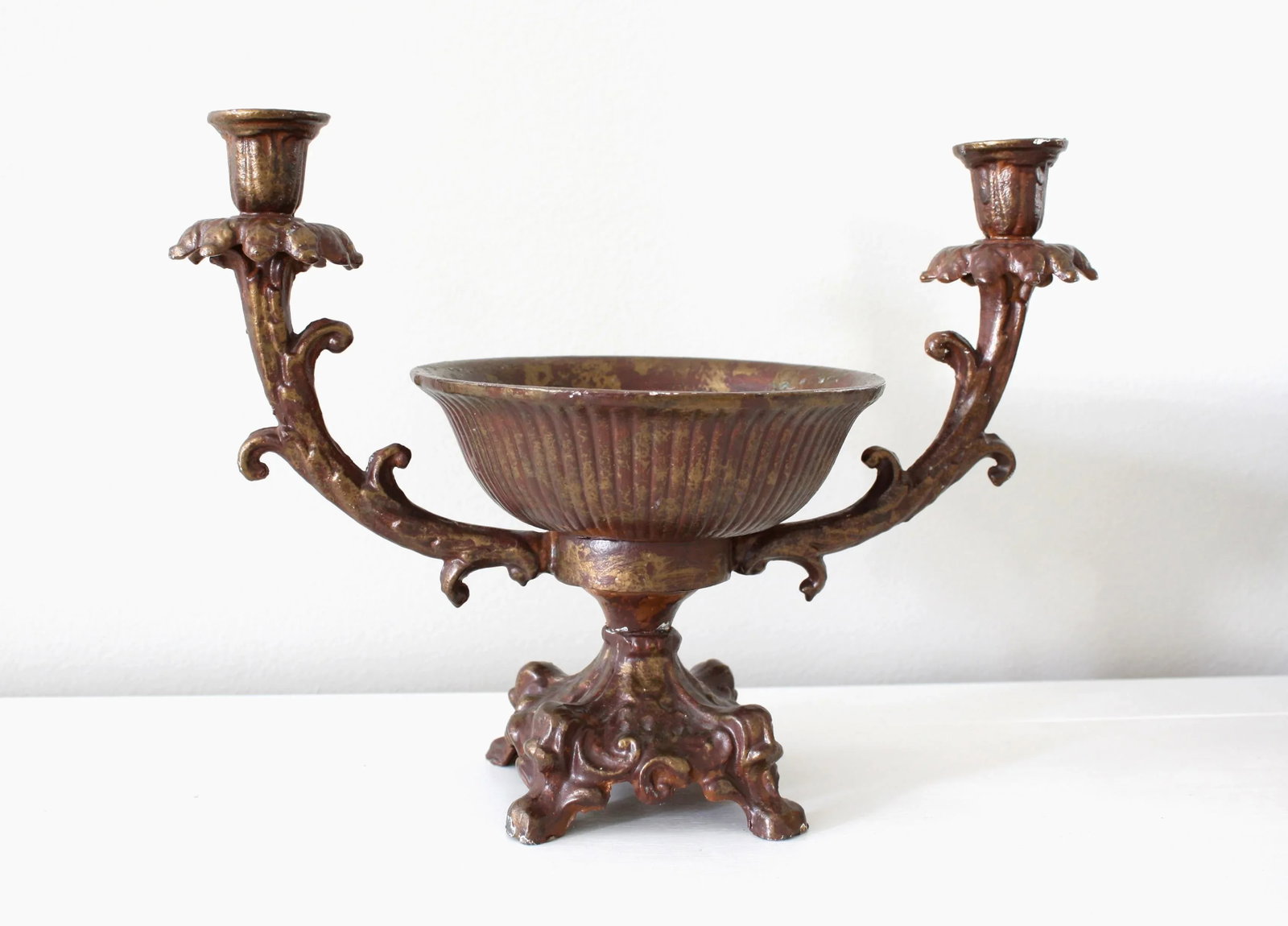 Vintage Rococo Style Iron Candelabra Centerpiece - 12
