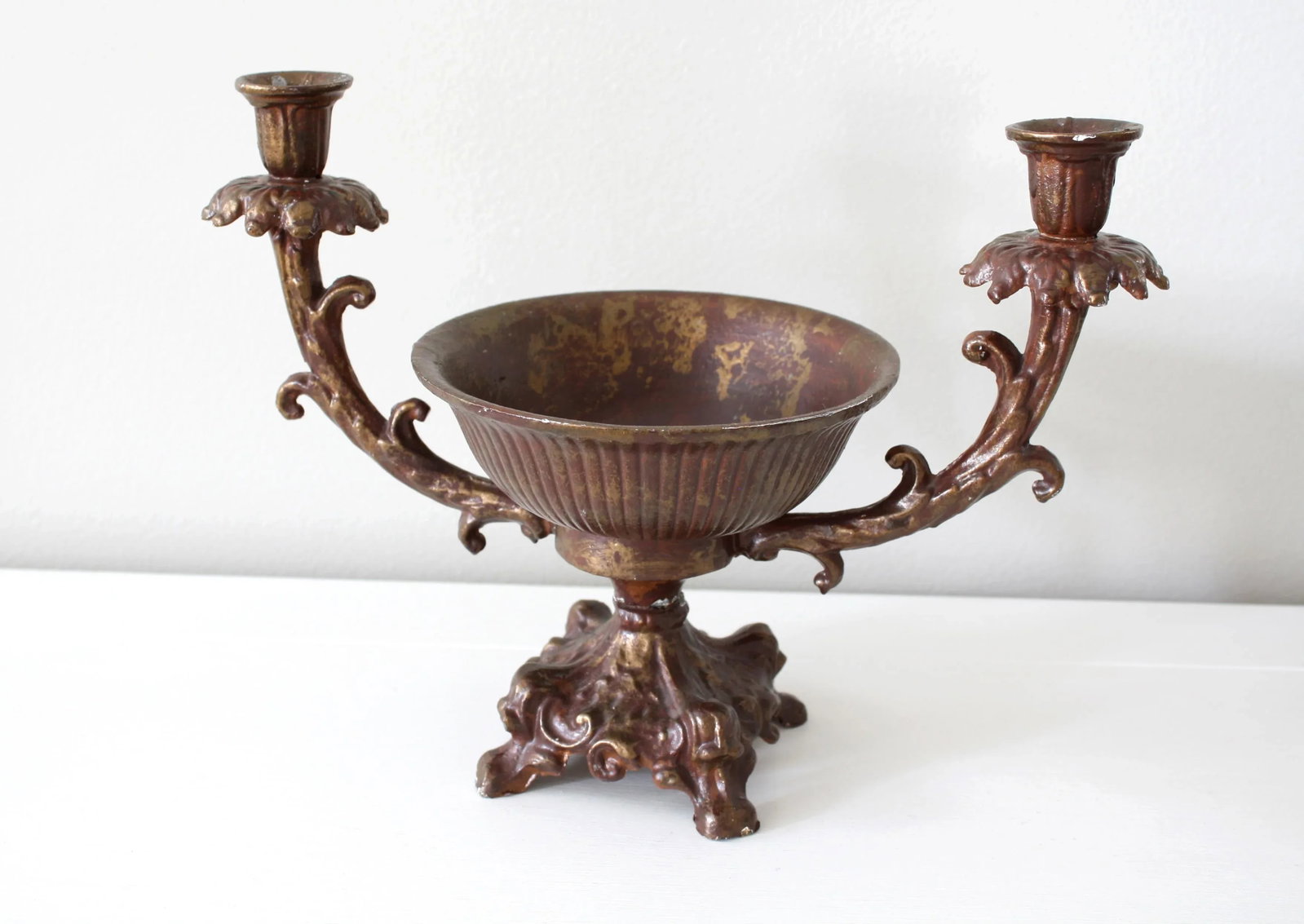 Vintage Rococo Style Iron Candelabra Centerpiece - 2