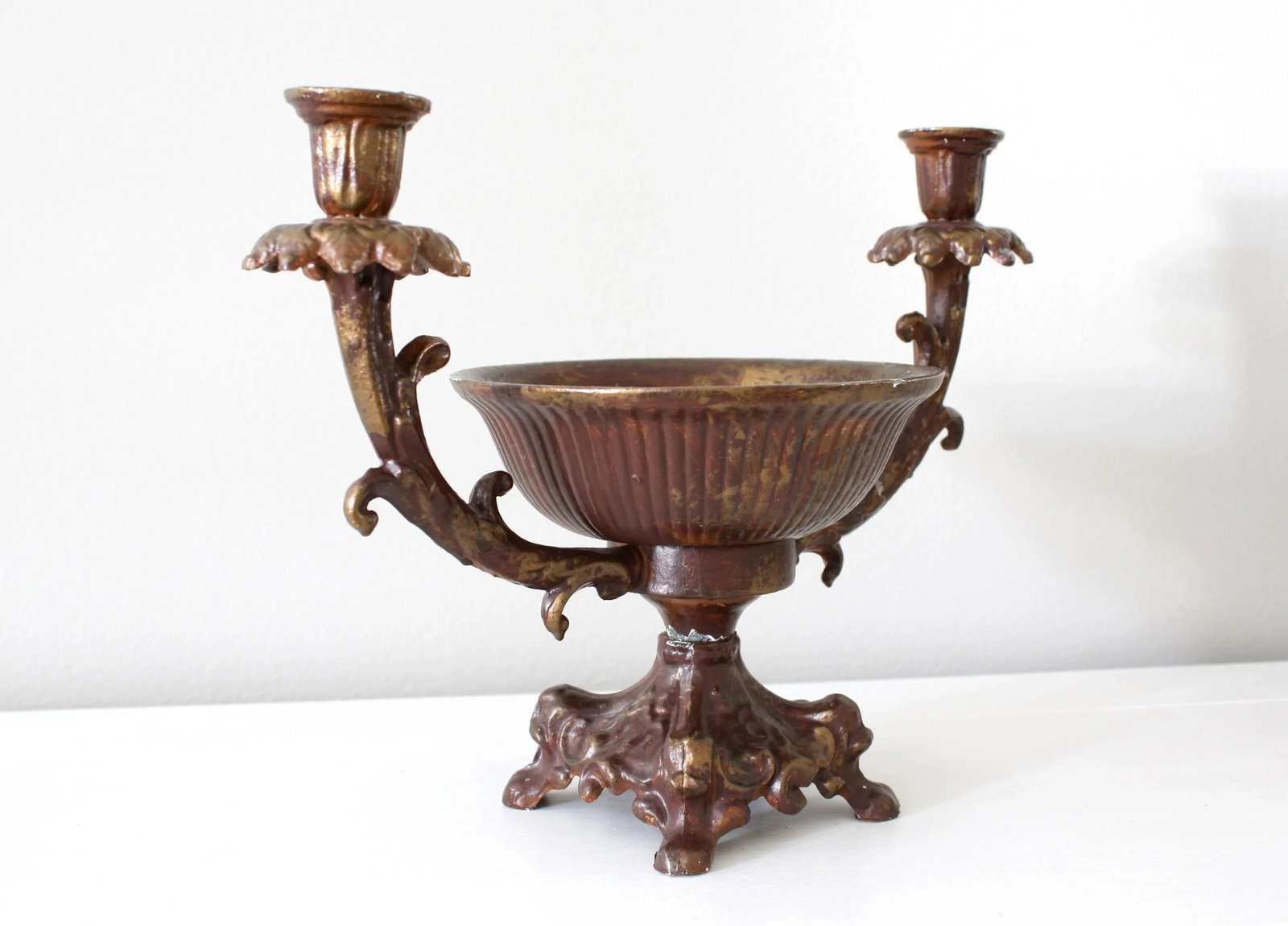 Vintage Rococo Style Iron Candelabra Centerpiece - 3