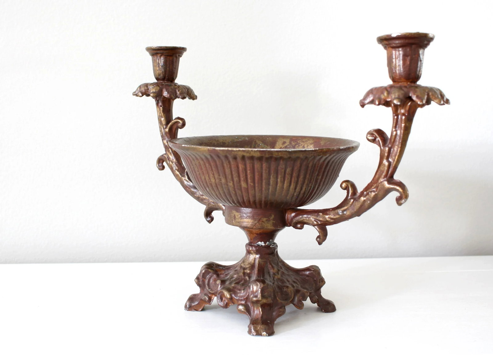 Vintage Rococo Style Iron Candelabra Centerpiece - 4