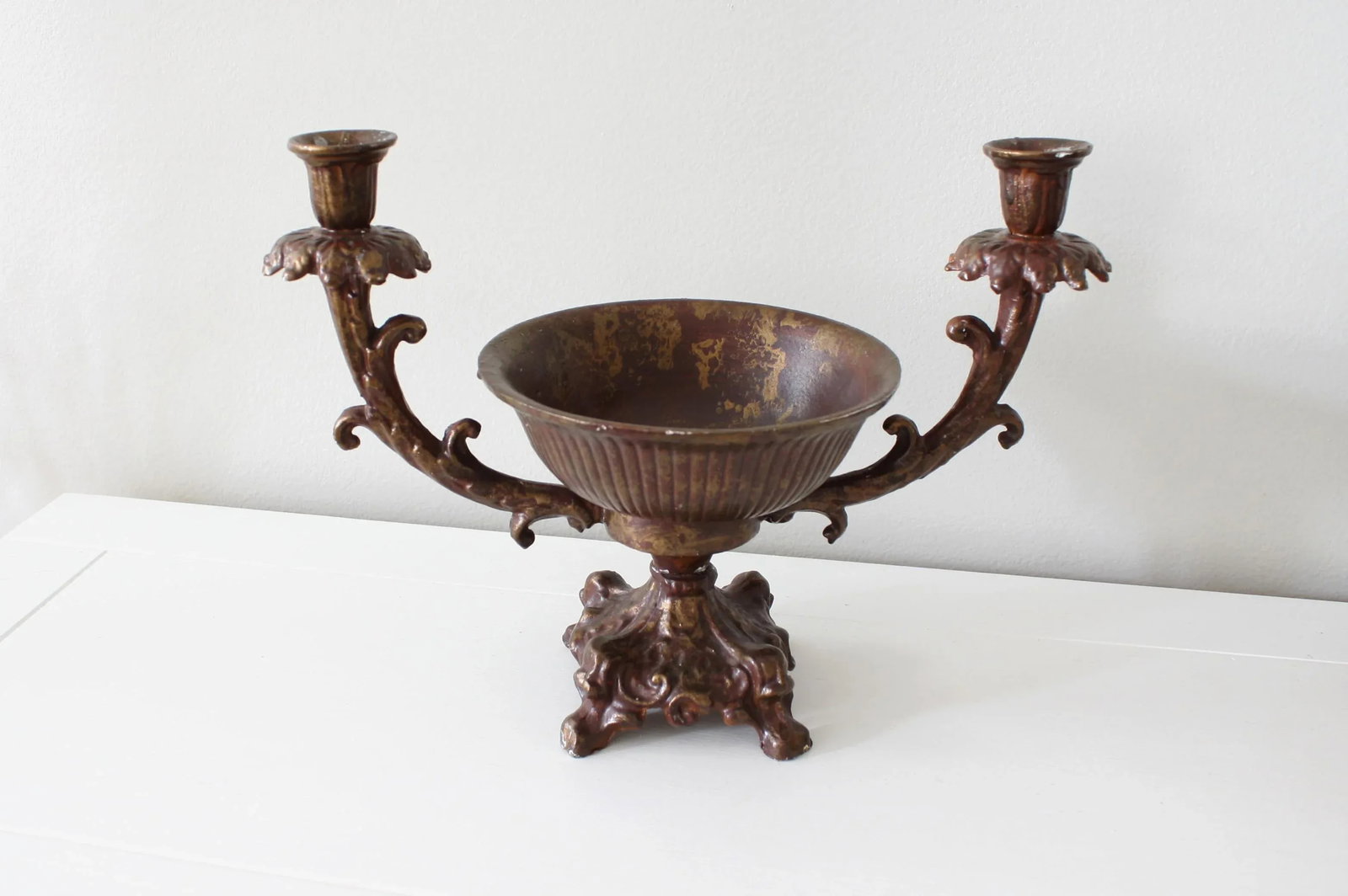 Vintage Rococo Style Iron Candelabra Centerpiece - 5