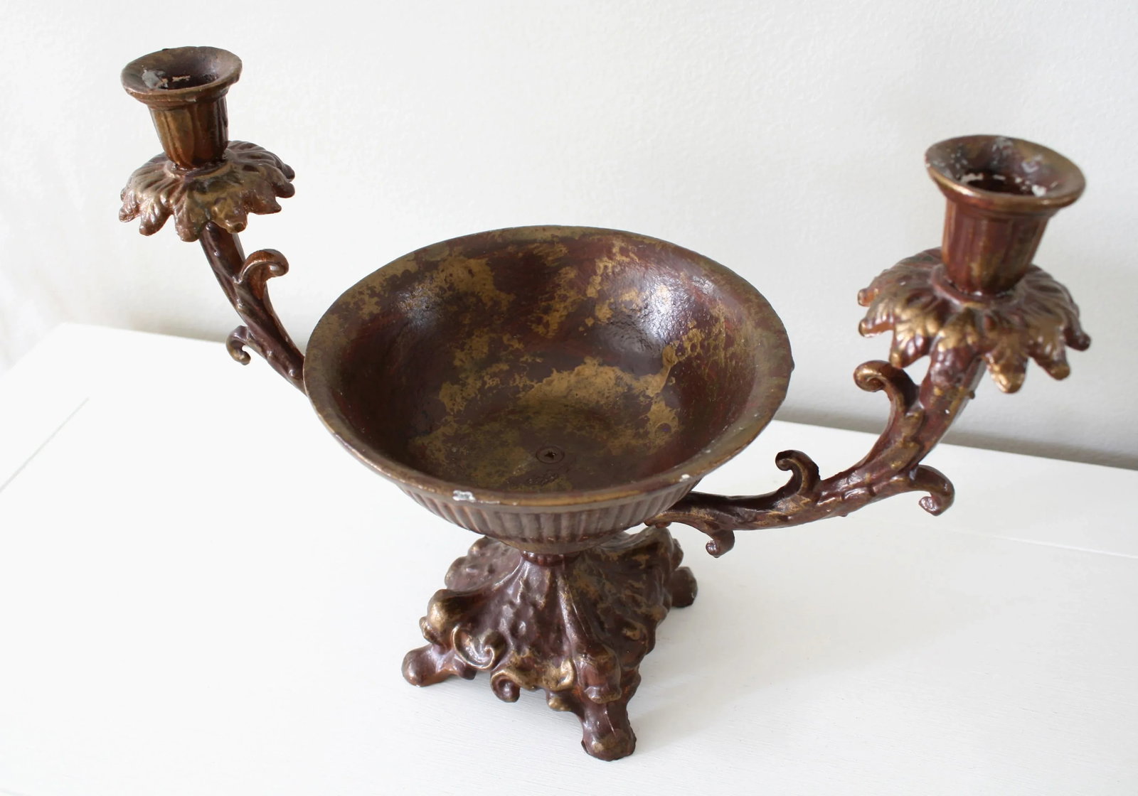 Vintage Rococo Style Iron Candelabra Centerpiece - 6