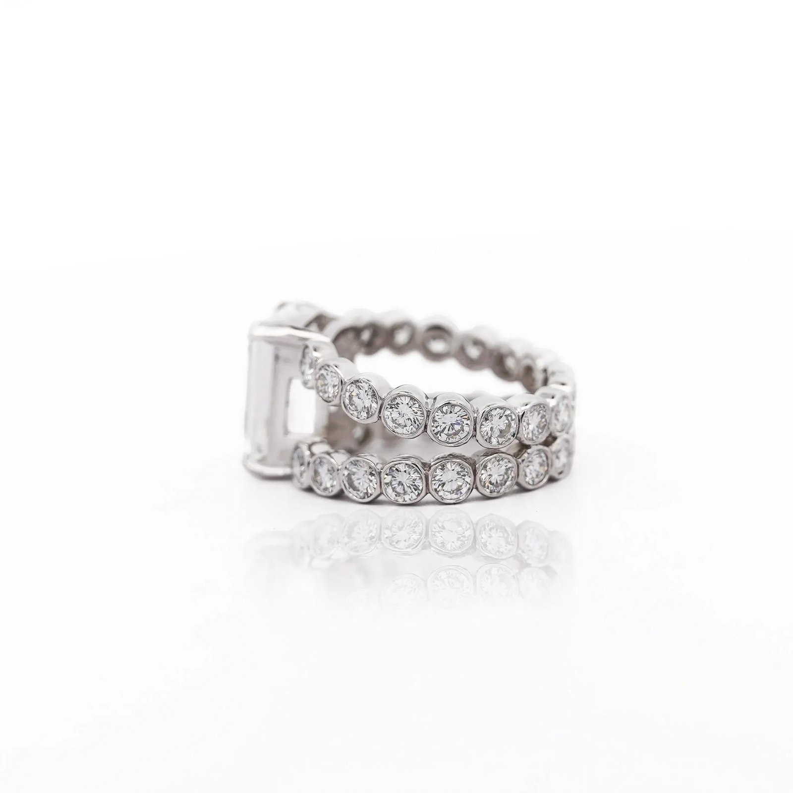 Igi Cert. 10.05 Carat Emerald Cut Lab Grown Diamond Platinum Split Open Ring, Size 6 - 7