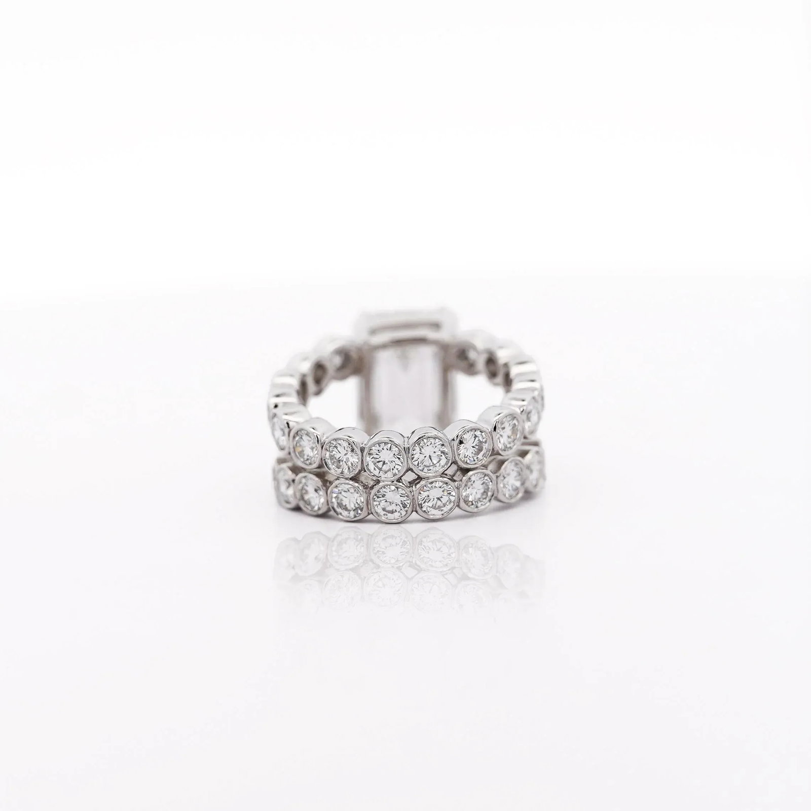 Igi Cert. 10.05 Carat Emerald Cut Lab Grown Diamond Platinum Split Open Ring, Size 6 - 8