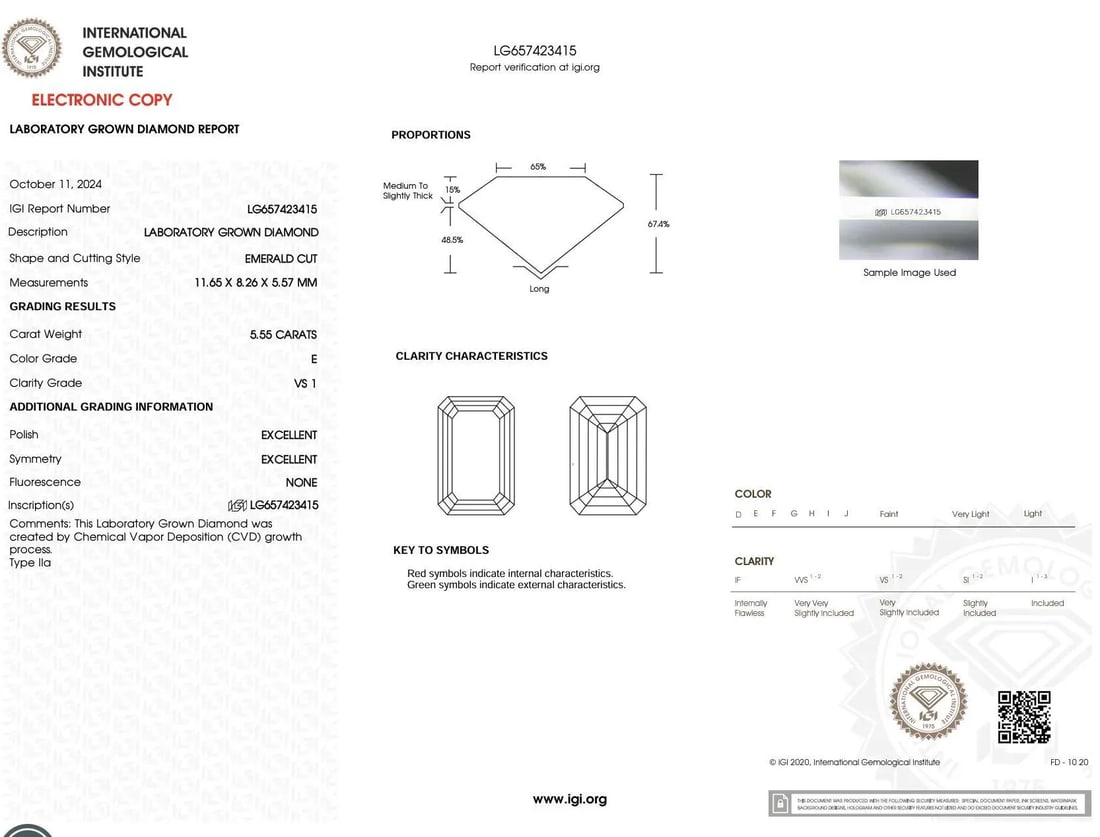 Igi Cert. 10.05 Carat Emerald Cut Lab Grown Diamond Platinum Split Open Ring, Size 6 - 9