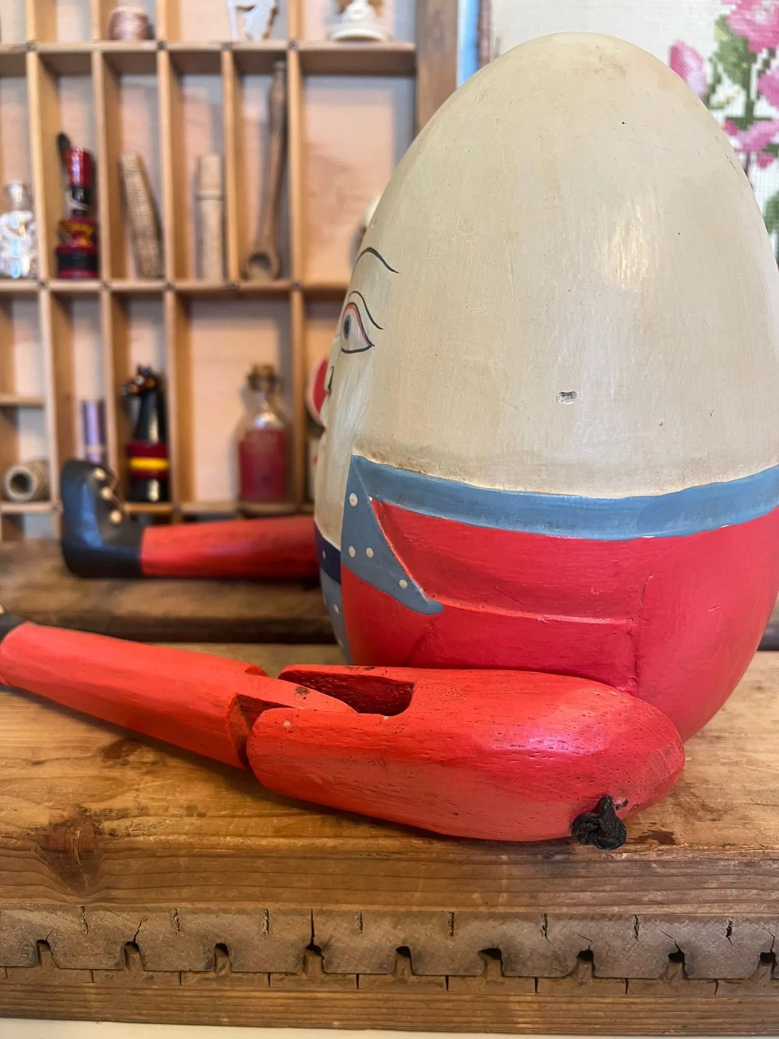 Vintage Handmade Humpty Dumpty Wooden Shelf Decor - 5