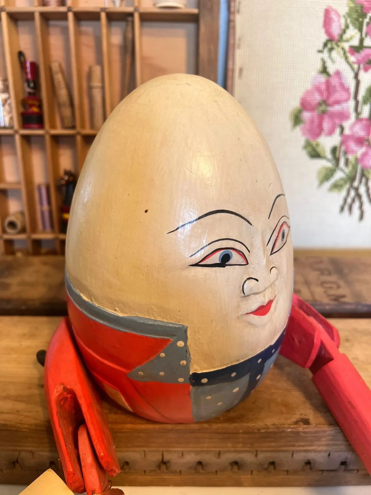 Vintage Handmade Humpty Dumpty Wooden Shelf Decor - 6
