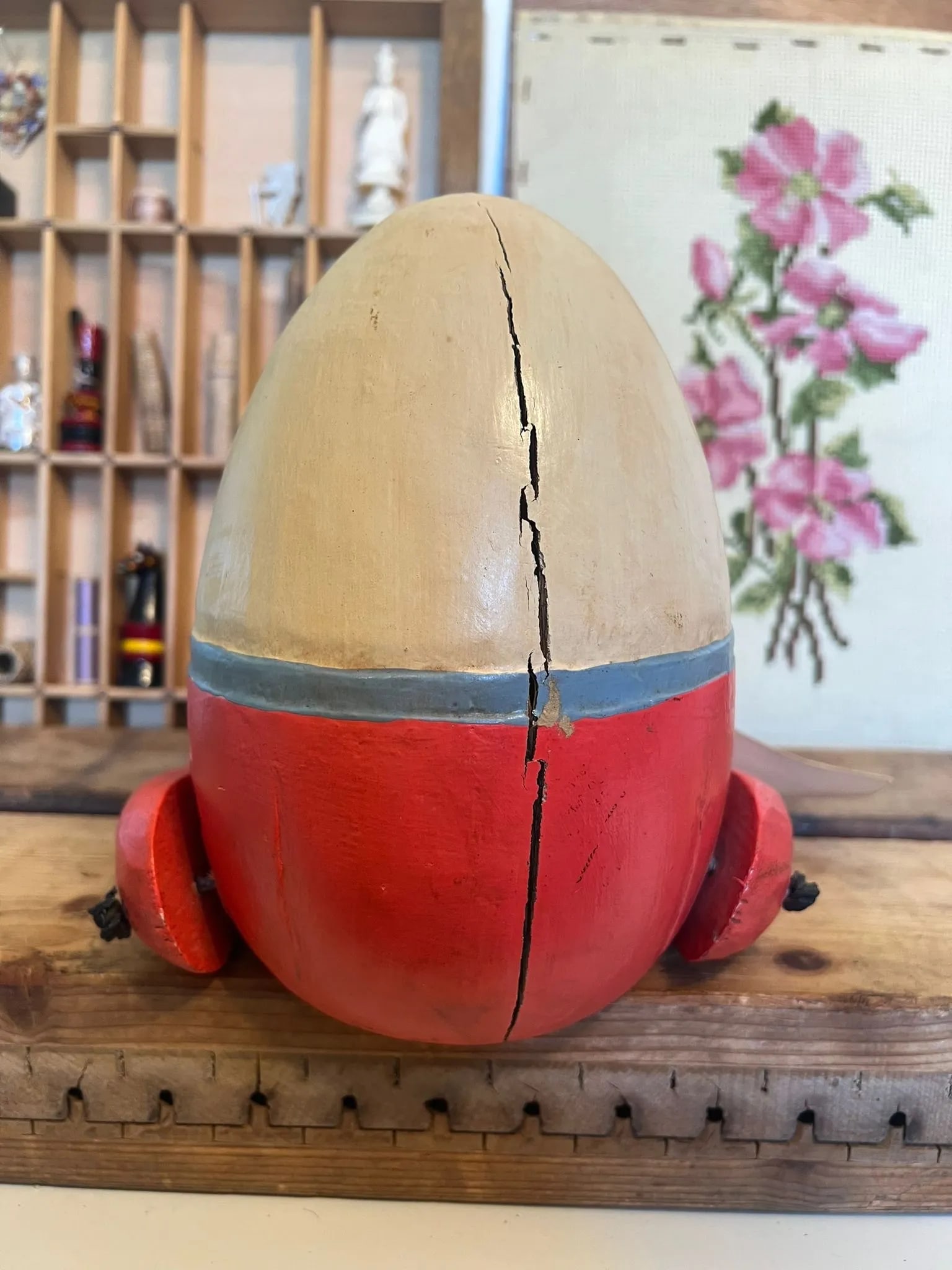 Vintage Handmade Humpty Dumpty Wooden Shelf Decor - 7