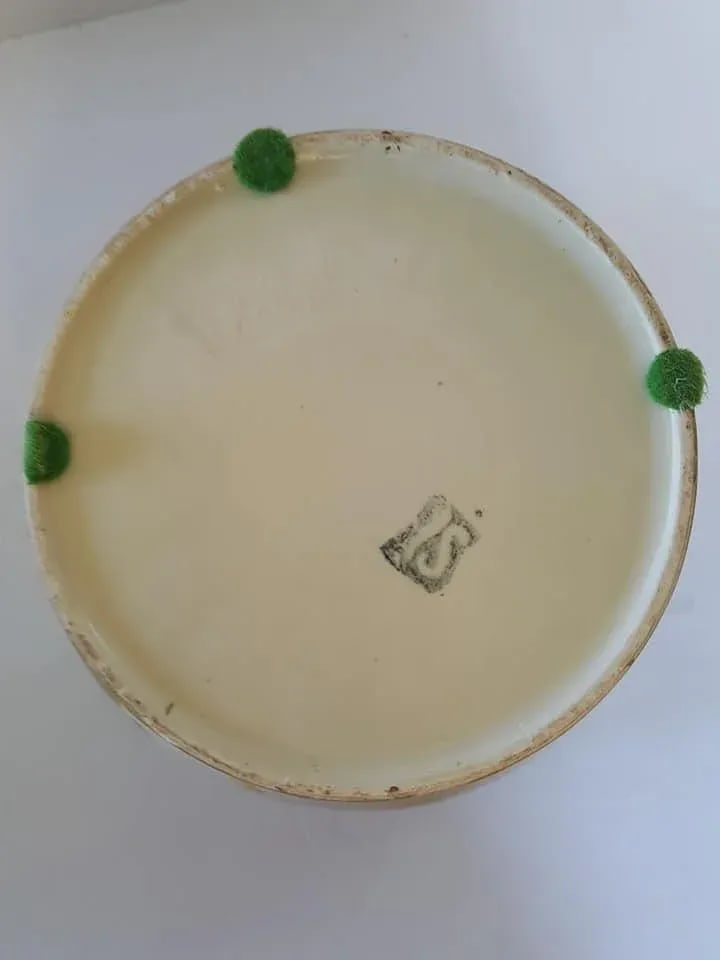Mid Century Pottery Planter Portugal Handpainted Floral - 6
