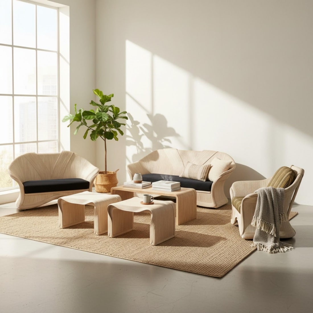 Sculptural Pencil Reed End Tables - 10