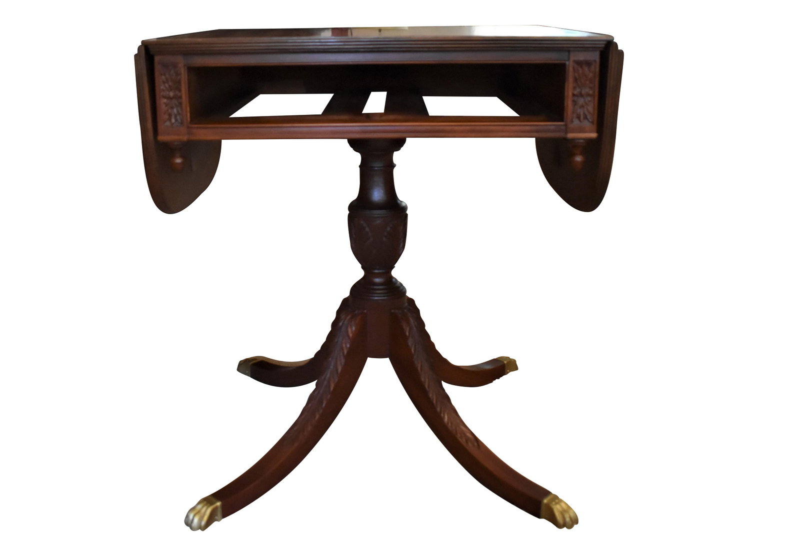 Antique Pembroke Mahogany Duncan Phyfe Styled Drop Leaf Coffee Table - 11