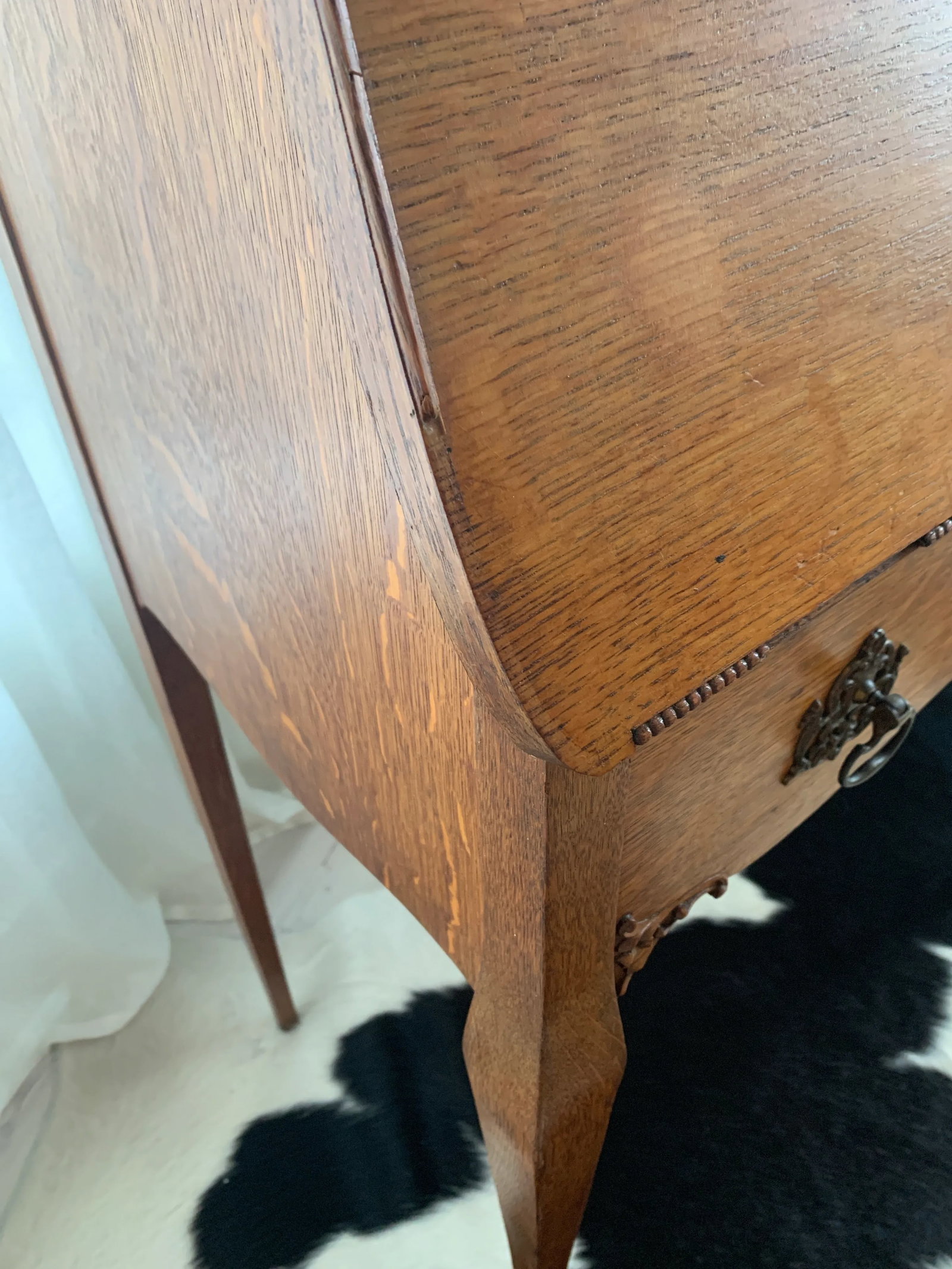 Antique Art Nouveau Oak Secretary Ladies Writing Desk - 12