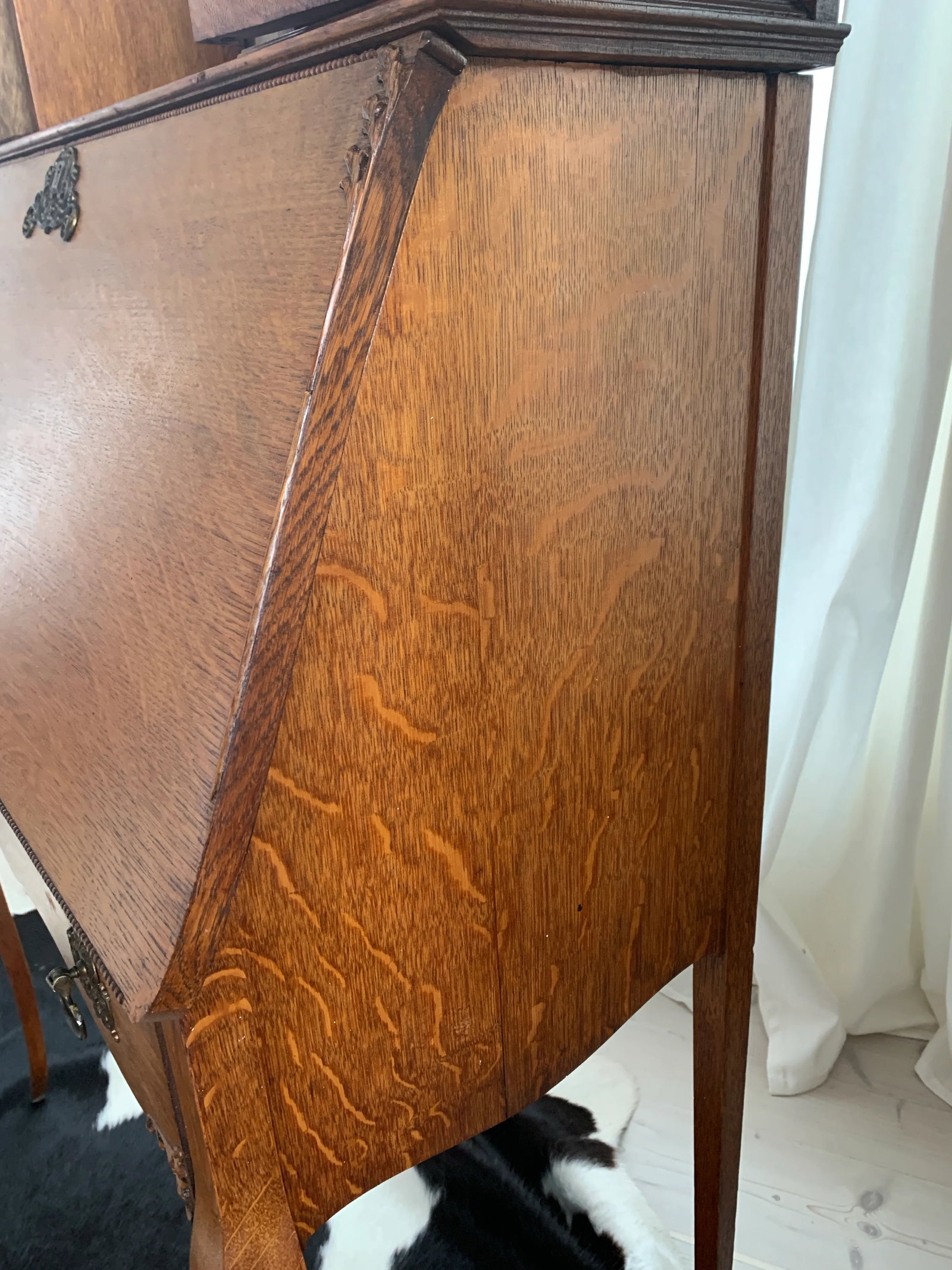 Antique Art Nouveau Oak Secretary Ladies Writing Desk - 6