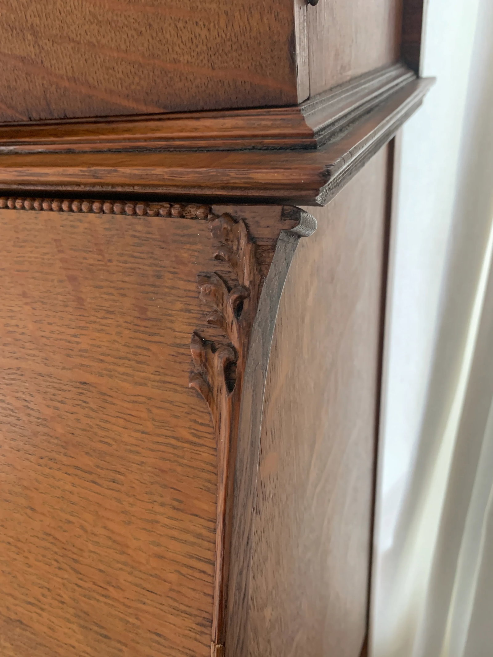 Antique Art Nouveau Oak Secretary Ladies Writing Desk - 8