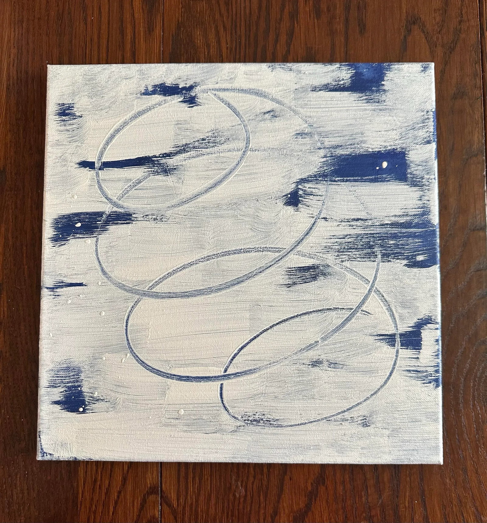 Erin Simon Original "Imperfection" on White and Navy Blue - 2