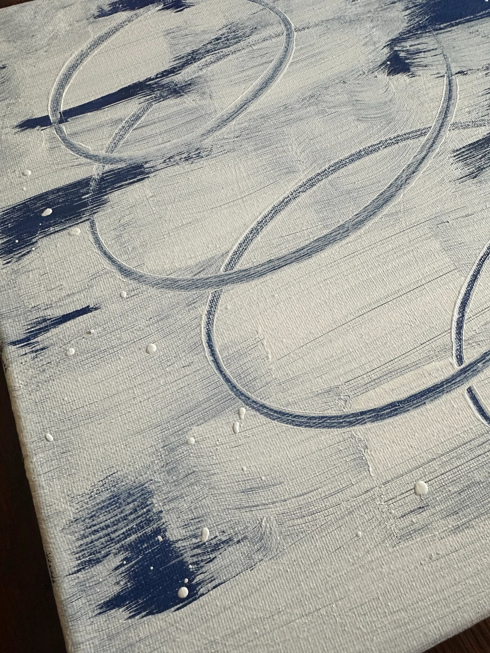 Erin Simon Original "Imperfection" on White and Navy Blue - 4