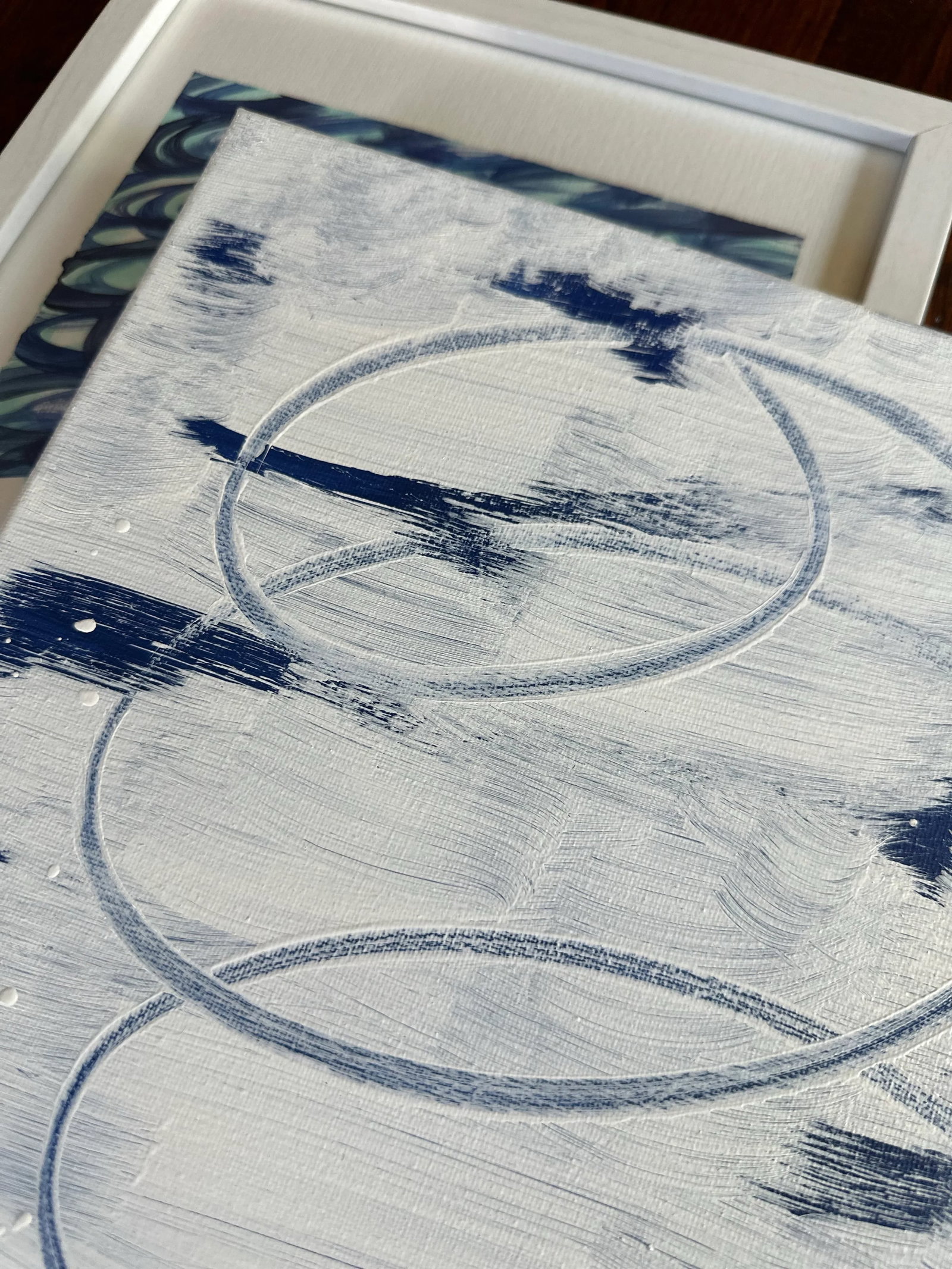 Erin Simon Original "Imperfection" on White and Navy Blue - 5