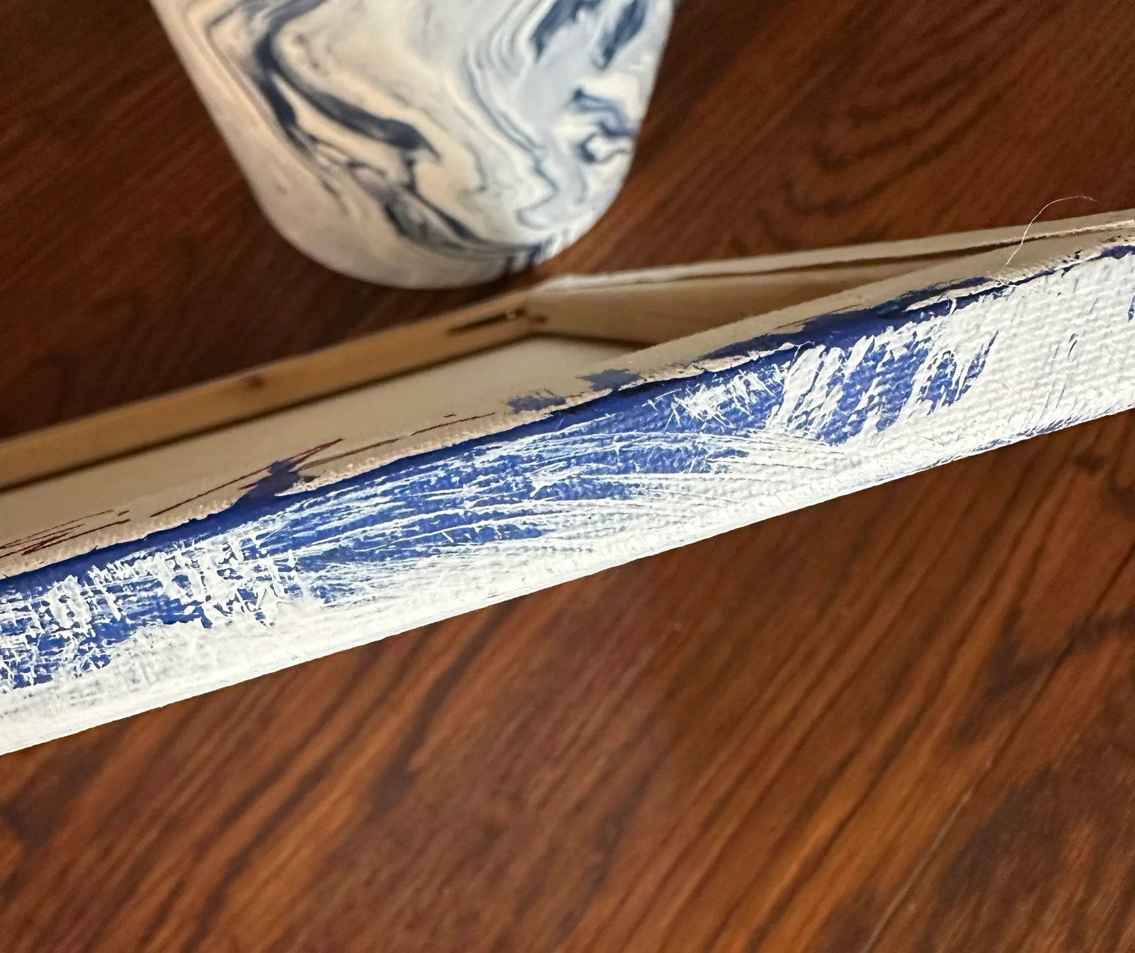 Erin Simon Original "Imperfection" on White and Navy Blue - 6