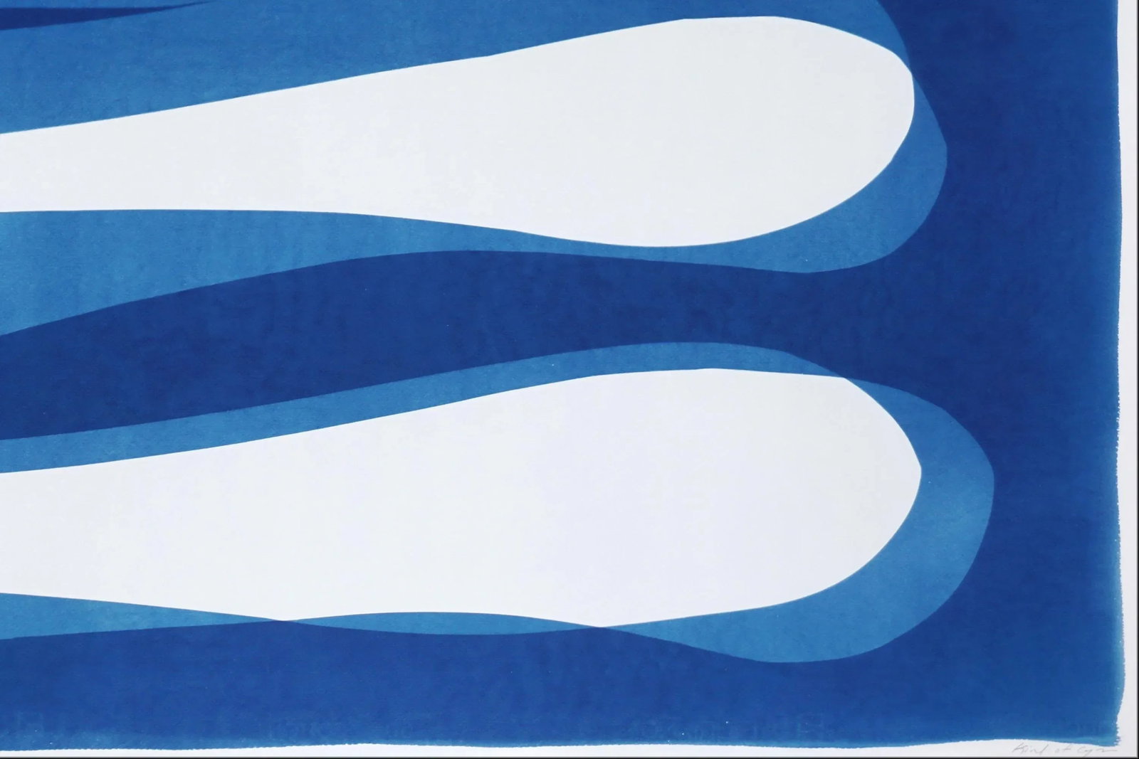 2025, Minimalist Diptych in Blue Tones, Abstract Eternity Shapes, Handmade Monotype Cyanotype on Wat - 8