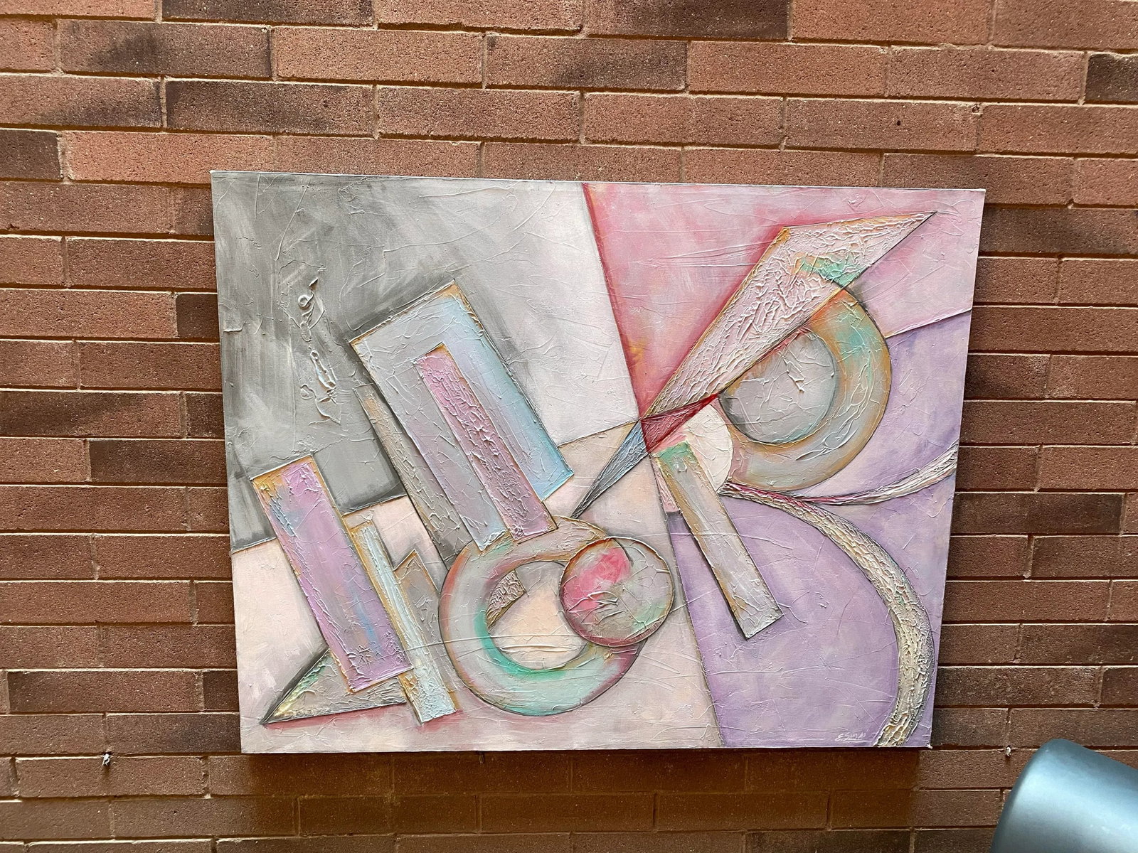 1980s Postmodern Abstract Monumental Painting - Memphis Milano-Inspired, Signed - 3