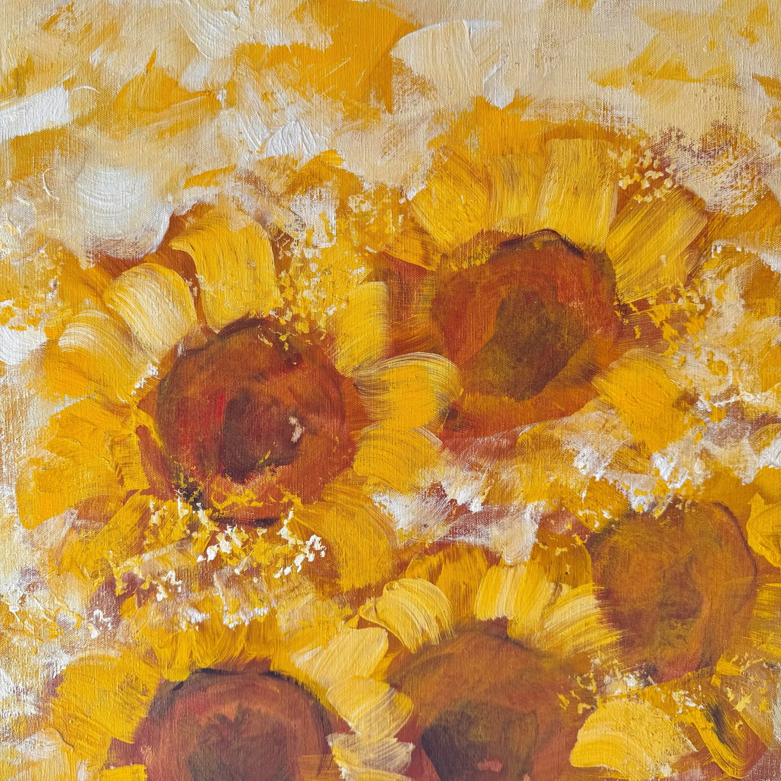 1960s Large Sunflower Oil Painting, Signed Carlo of Hollywood Mid-Century Modern - 4