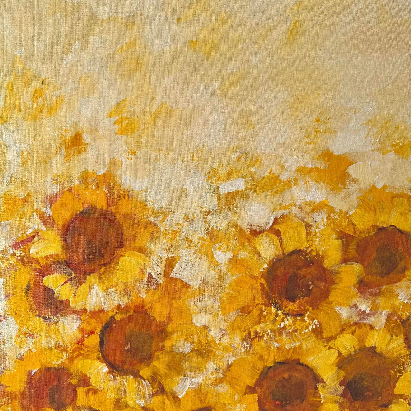 1960s Large Sunflower Oil Painting, Signed Carlo of Hollywood Mid-Century Modern - 5