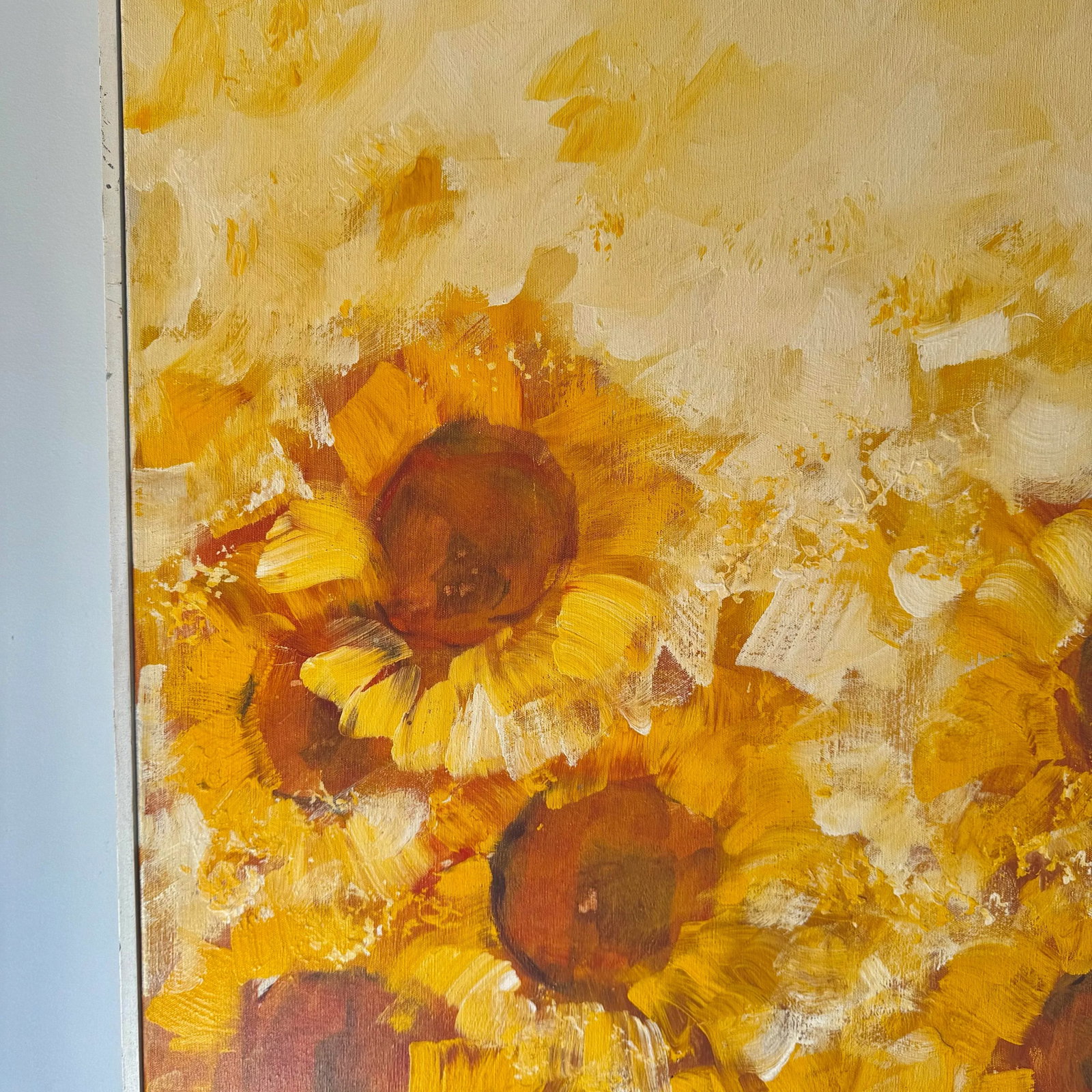 1960s Large Sunflower Oil Painting, Signed Carlo of Hollywood Mid-Century Modern - 6