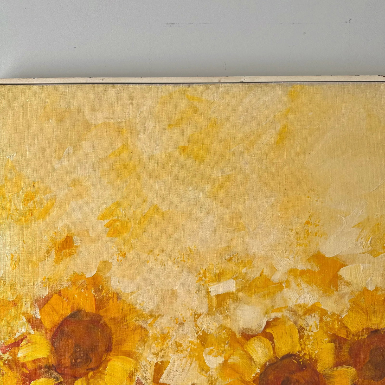 1960s Large Sunflower Oil Painting, Signed Carlo of Hollywood Mid-Century Modern - 7