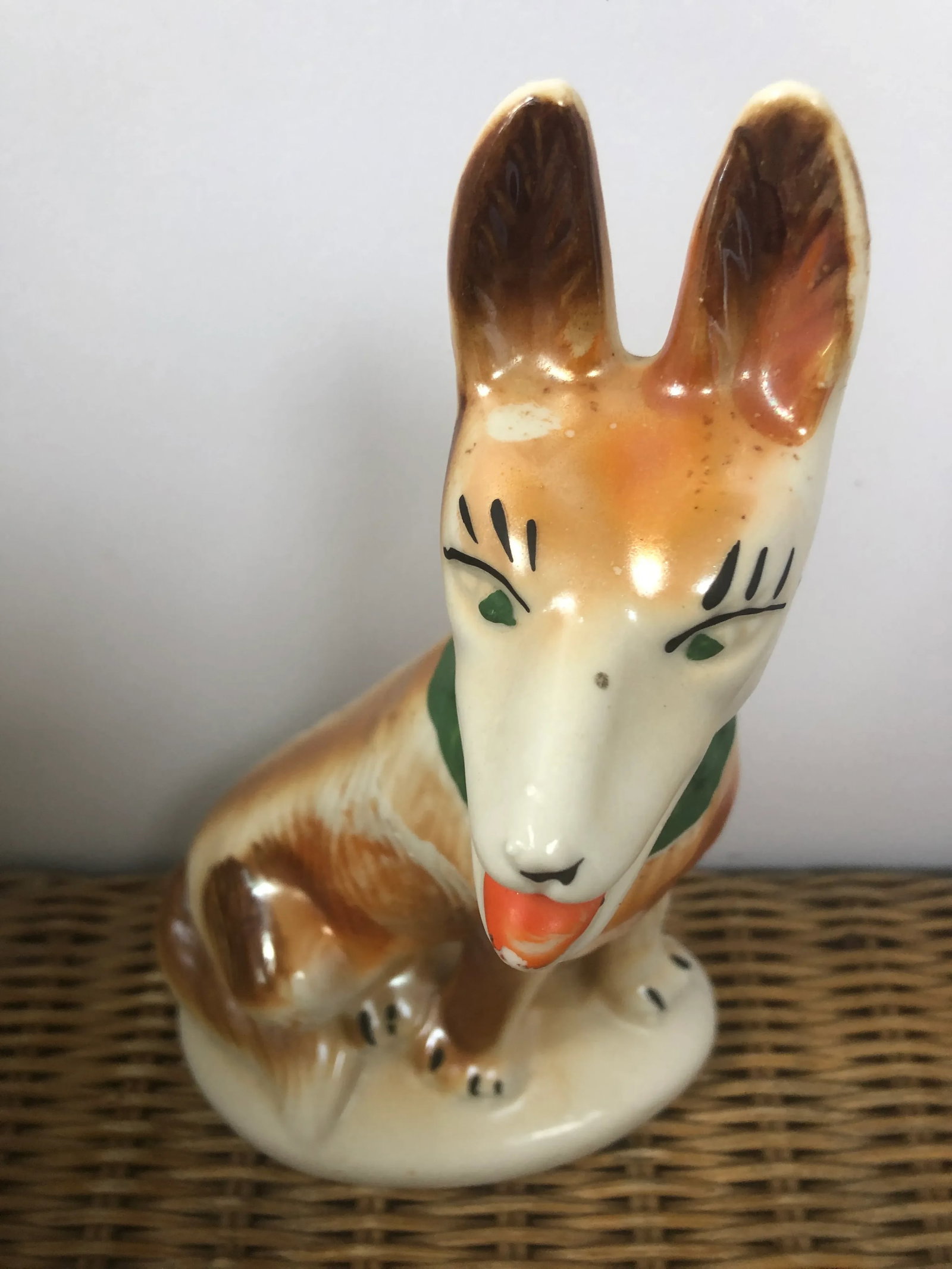 Brazilian Ceramic Lusterware Coyote Dog Figurine - 2