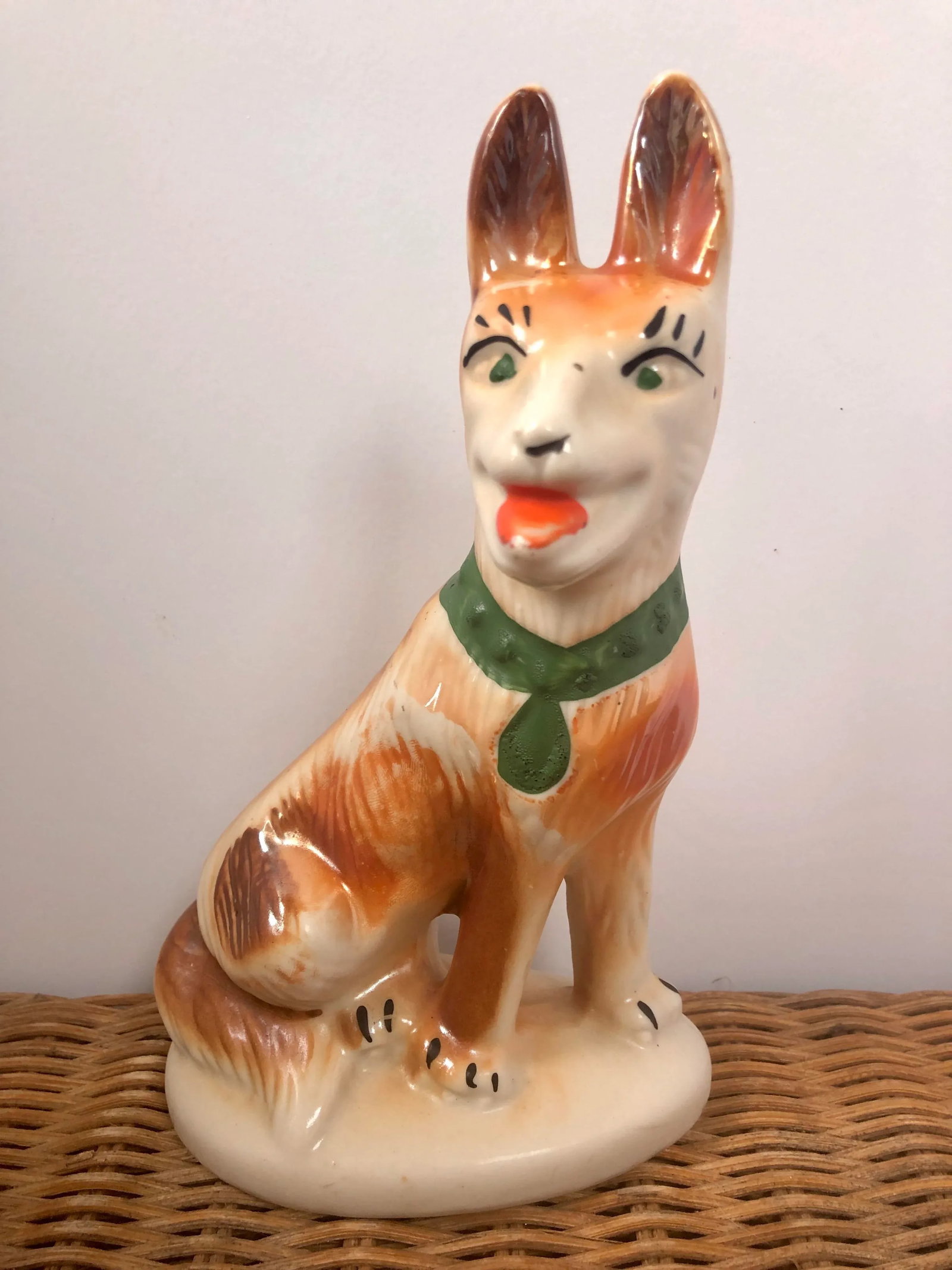 Brazilian Ceramic Lusterware Coyote Dog Figurine - 8