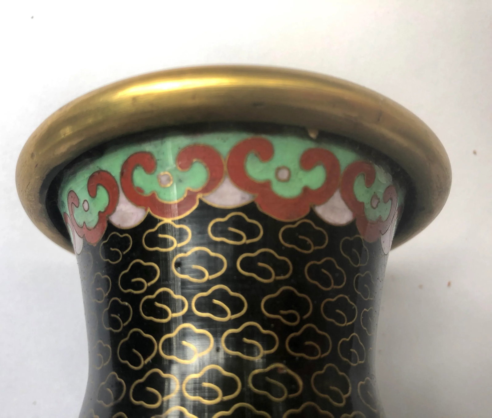 Black Chinese Cloisonne Floral Plum Blossom and Peony Vase - 3