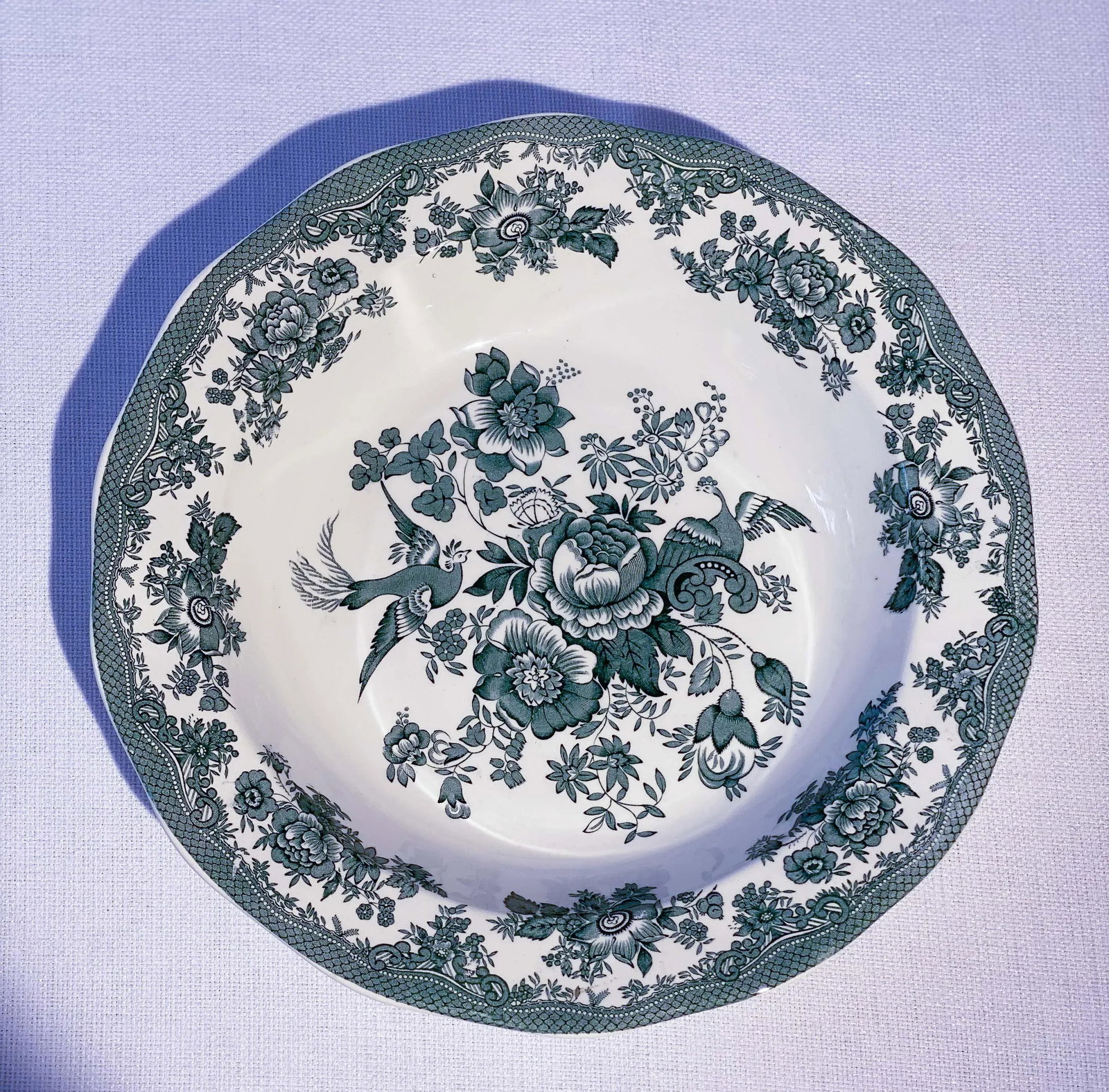 Antique Wedgewood Blue and White Round Serving Bowl - 8