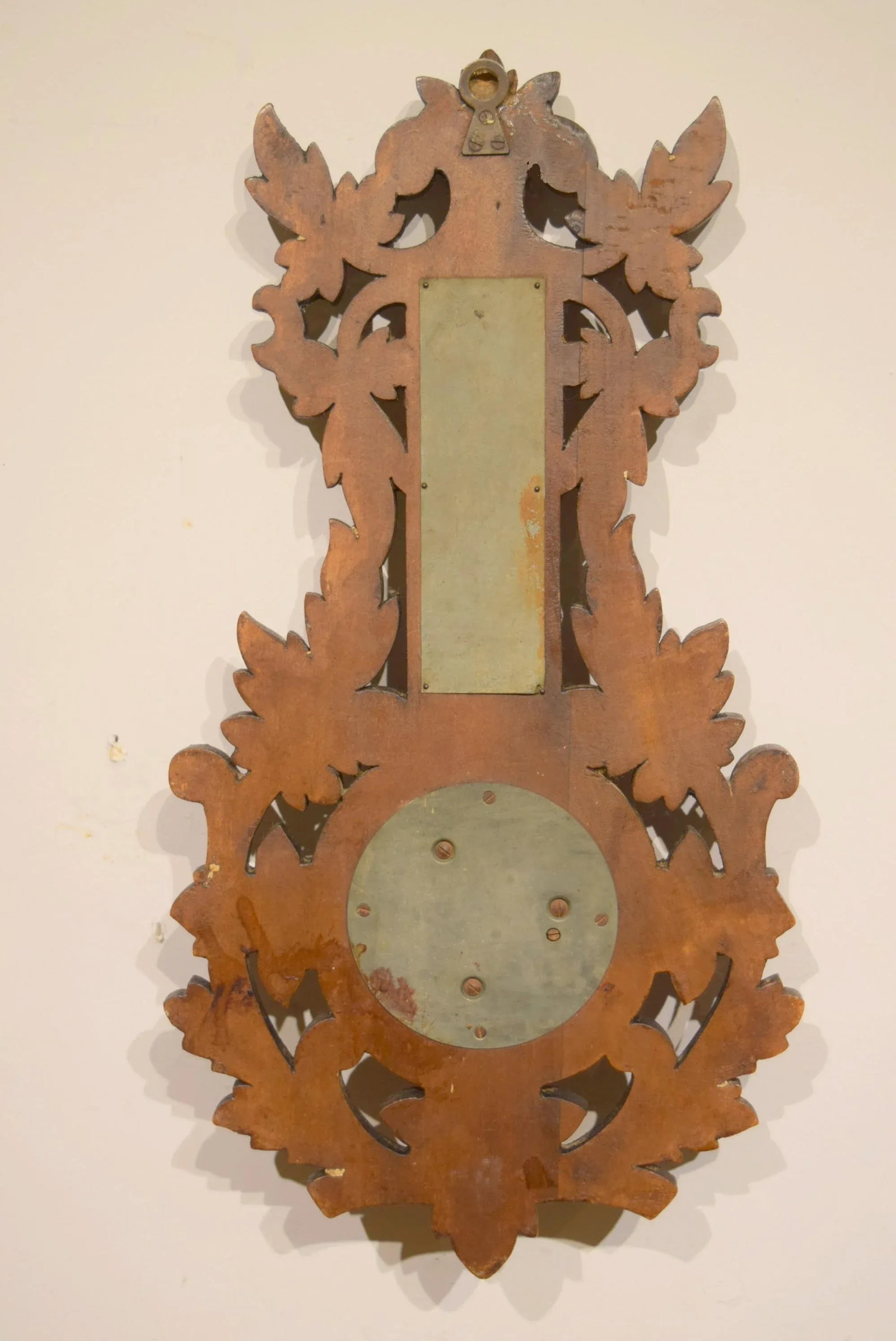 Late 19th-Century Carved Walnut Barometer/Thermometer - 6