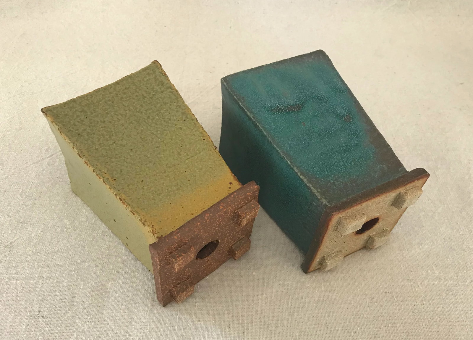 Hand-Built Modernist Pottery Planters- a Pair - 6