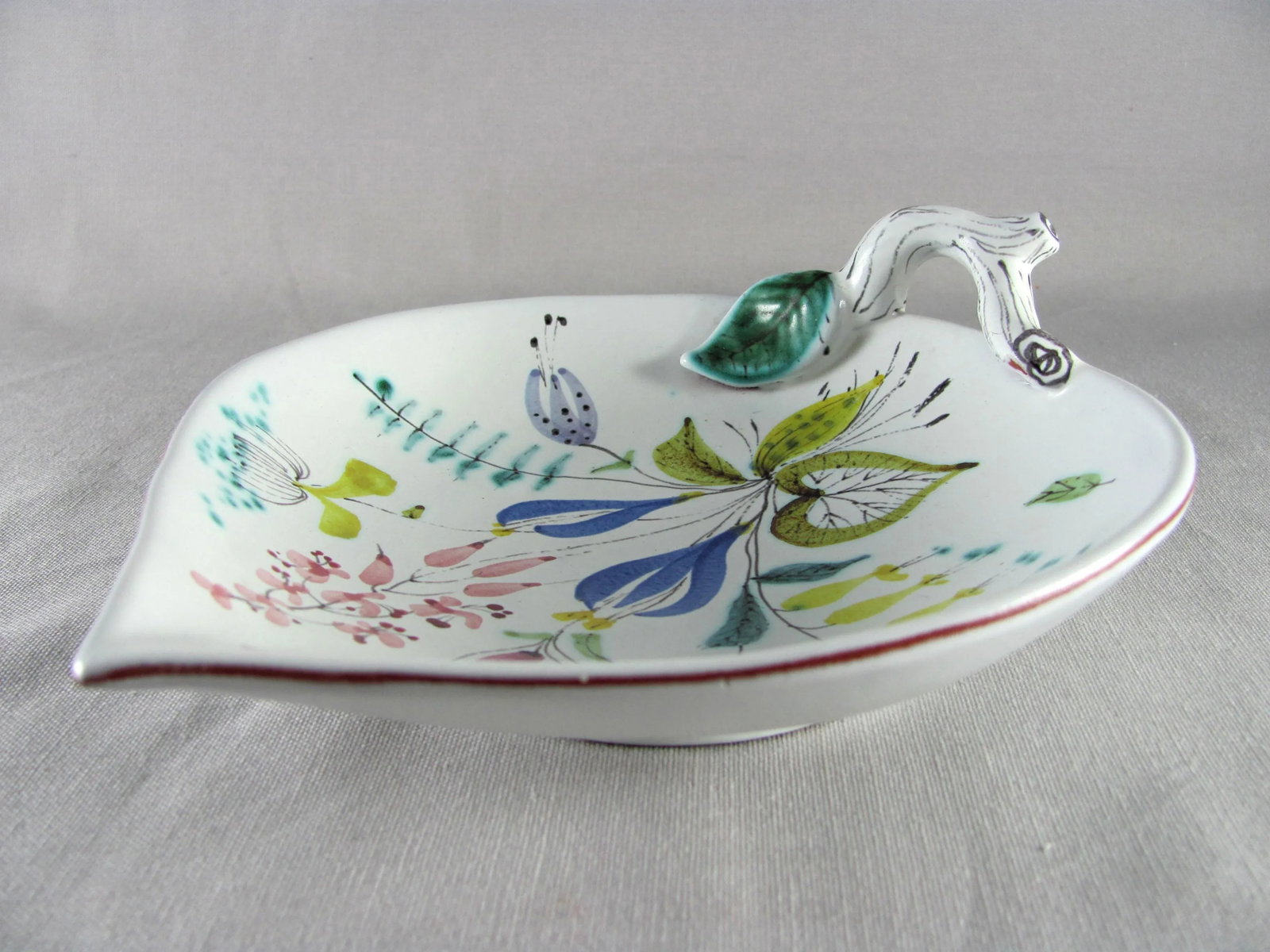 Stig Lindberg for Gustavsberg Sweden Signed Floral Leaf Shaped Dish - 9
