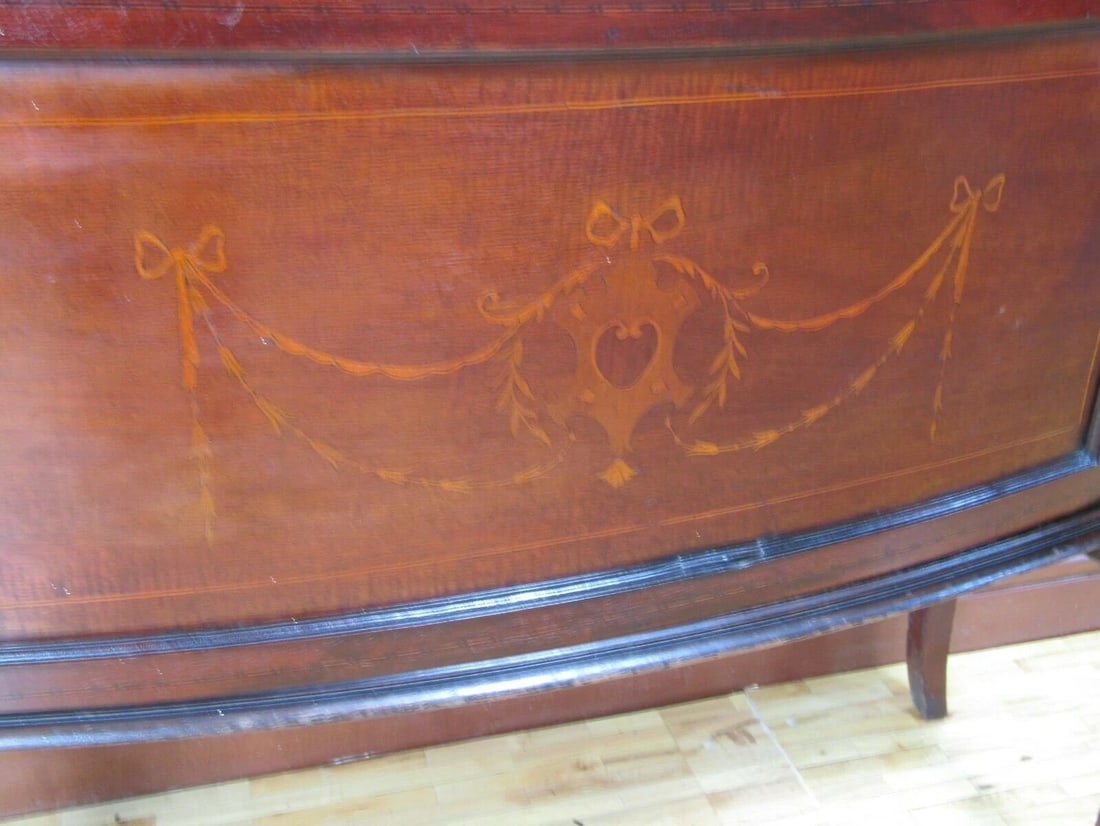 1900's Antique Edwardian Inlaid Mahogany Glazed Display China Cabinet - 3