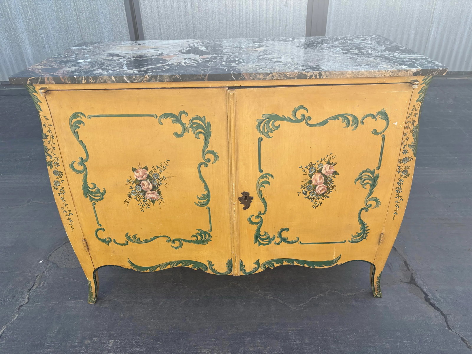 Early 20th Century Italian Venetian Painted Marble Top Commode - 2
