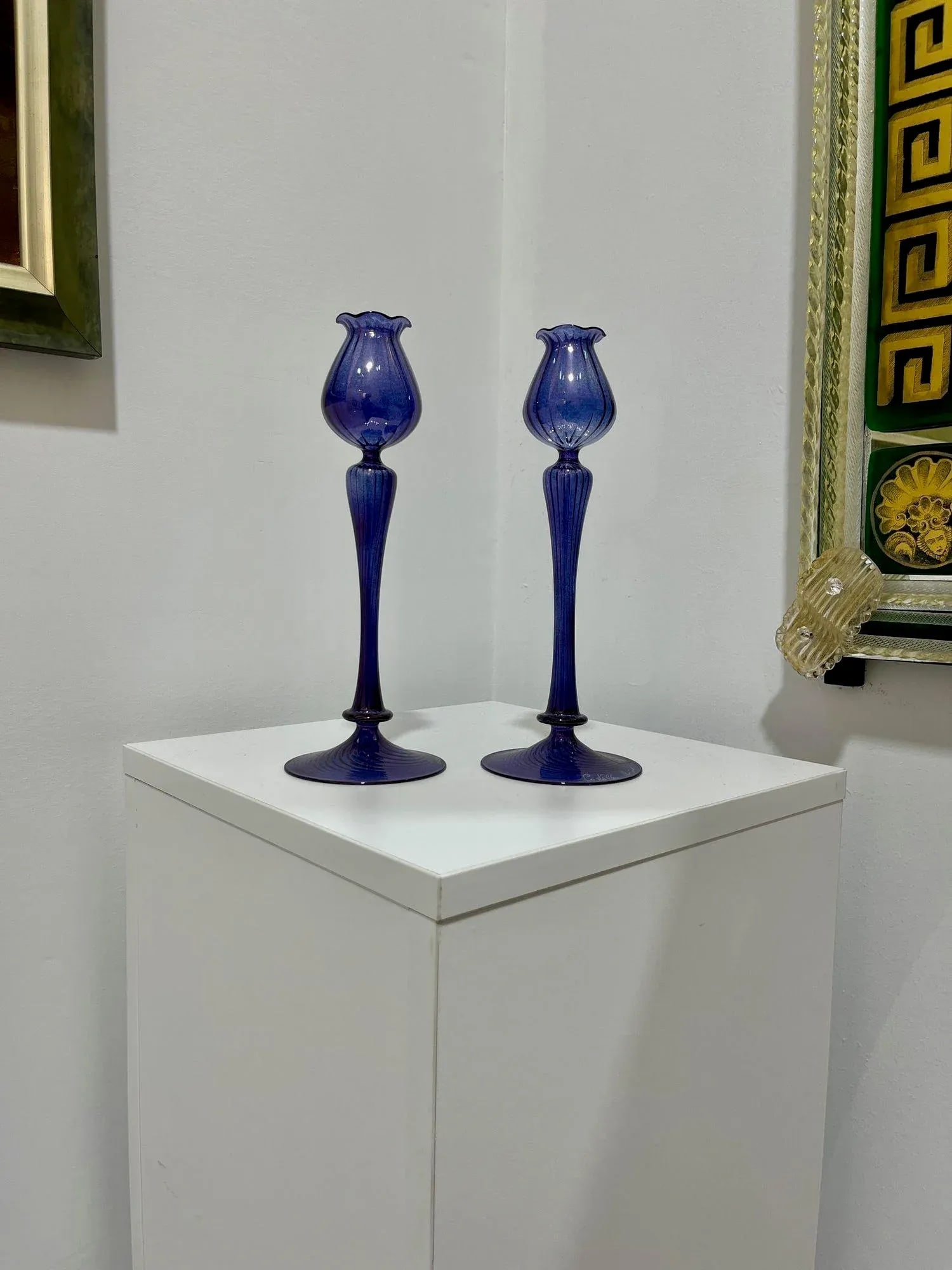 Contemporary Murano Candle Holders by Ballarin - a Pair - 2