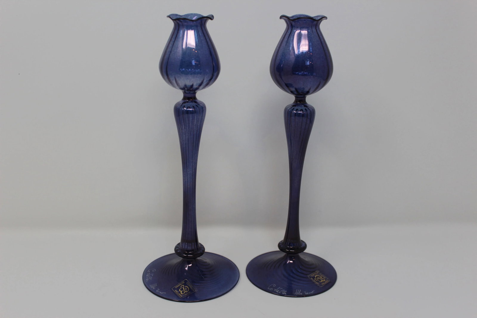 Contemporary Murano Candle Holders by Ballarin - a Pair - 5