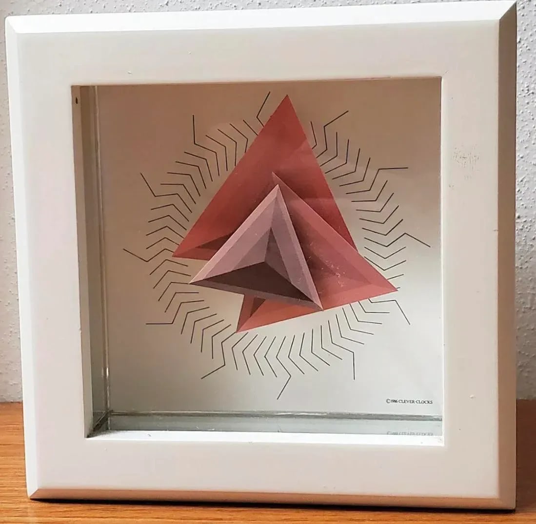 1980s PostModern Douglas Chalk Wall & Mantle Clock Triangular Hands, London,UK - 2