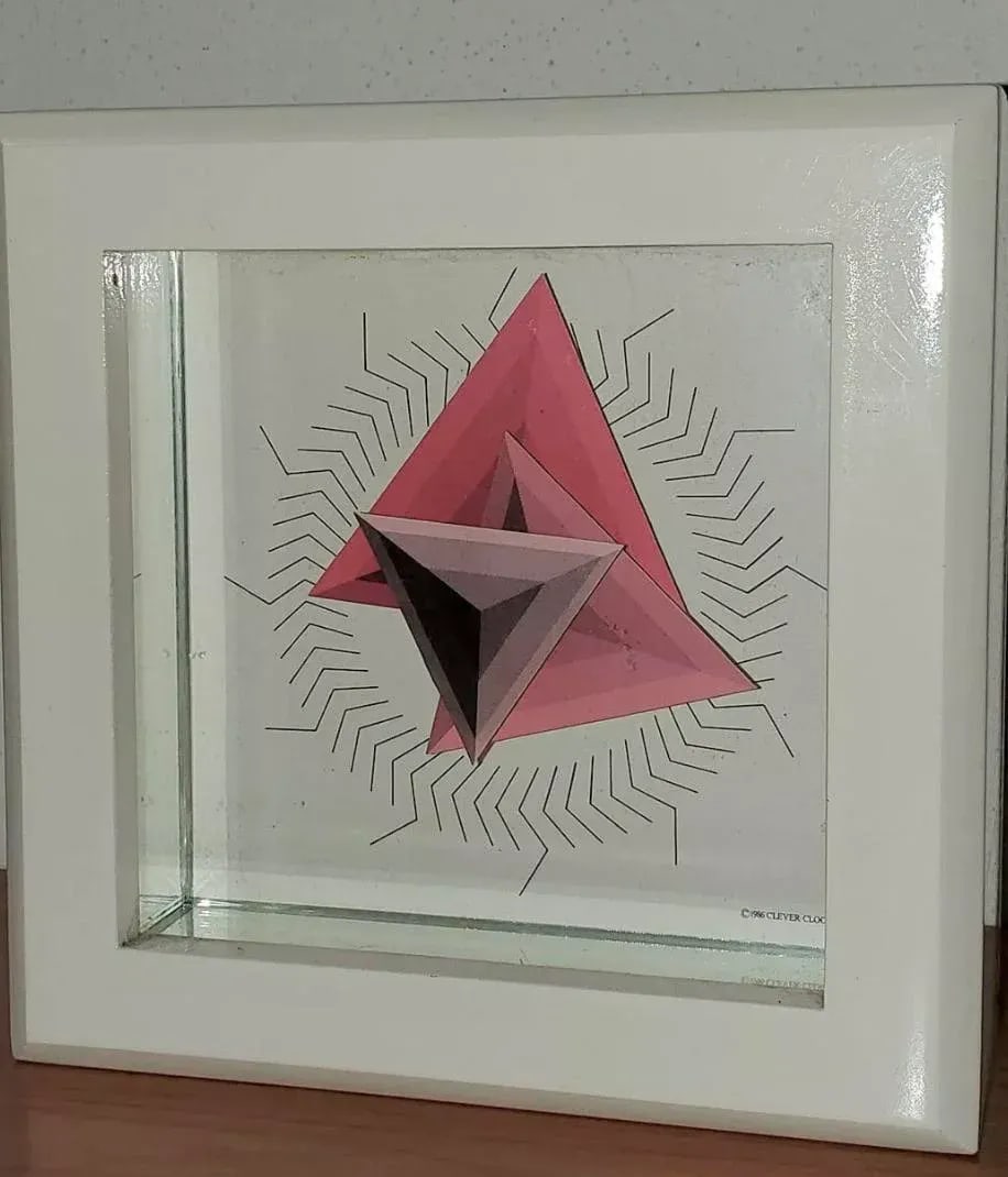 1980s PostModern Douglas Chalk Wall & Mantle Clock Triangular Hands, London,UK - 3